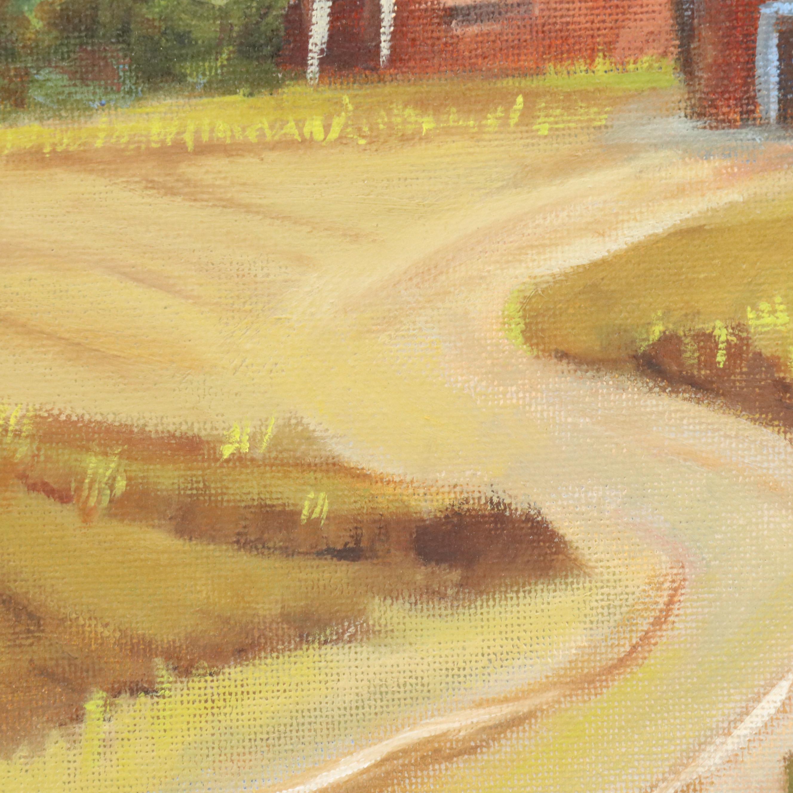 Catherine Daniel Landscape Oil Painting of Mountainside Homestead, 1995