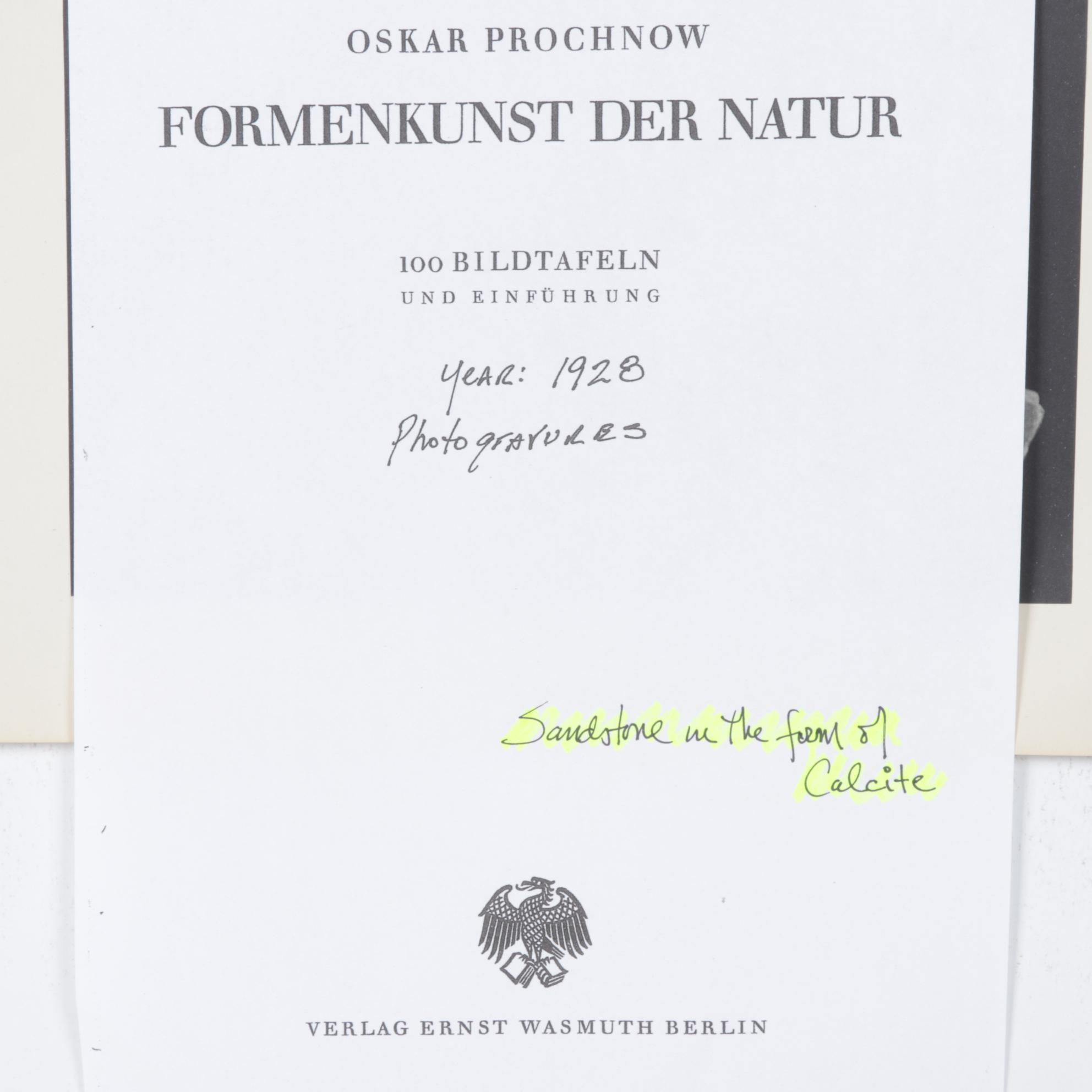 Oskar Prochnow Photogravure "Sandstein in der Form von Kalkspat," 1928