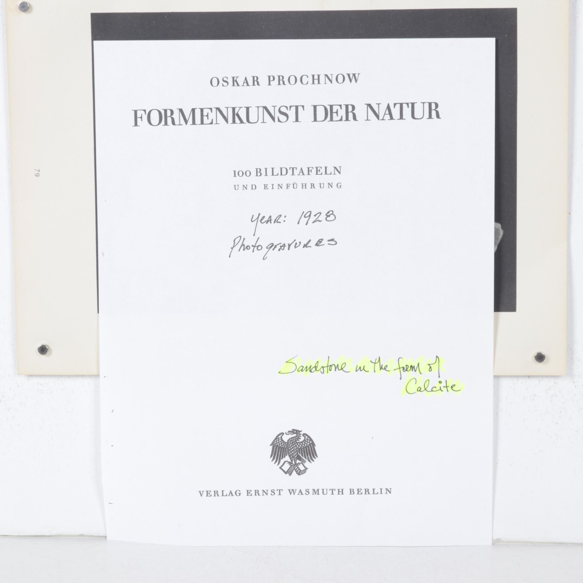 Oskar Prochnow Photogravure "Sandstein in der Form von Kalkspat," 1928