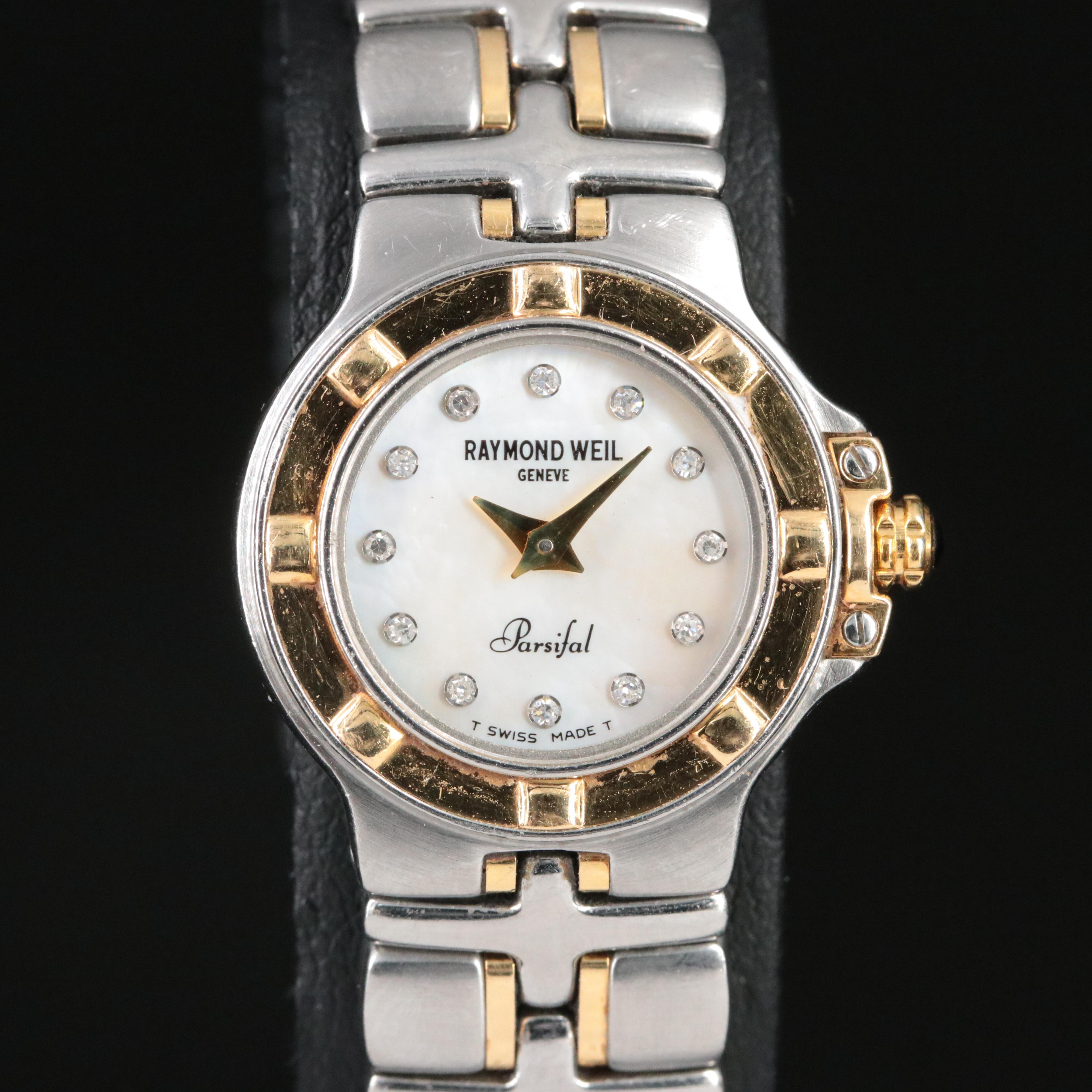 Raymond Weil 18K, Stainless Steel Mother-of-Pearl, Diamond Dial Parsifal Watch