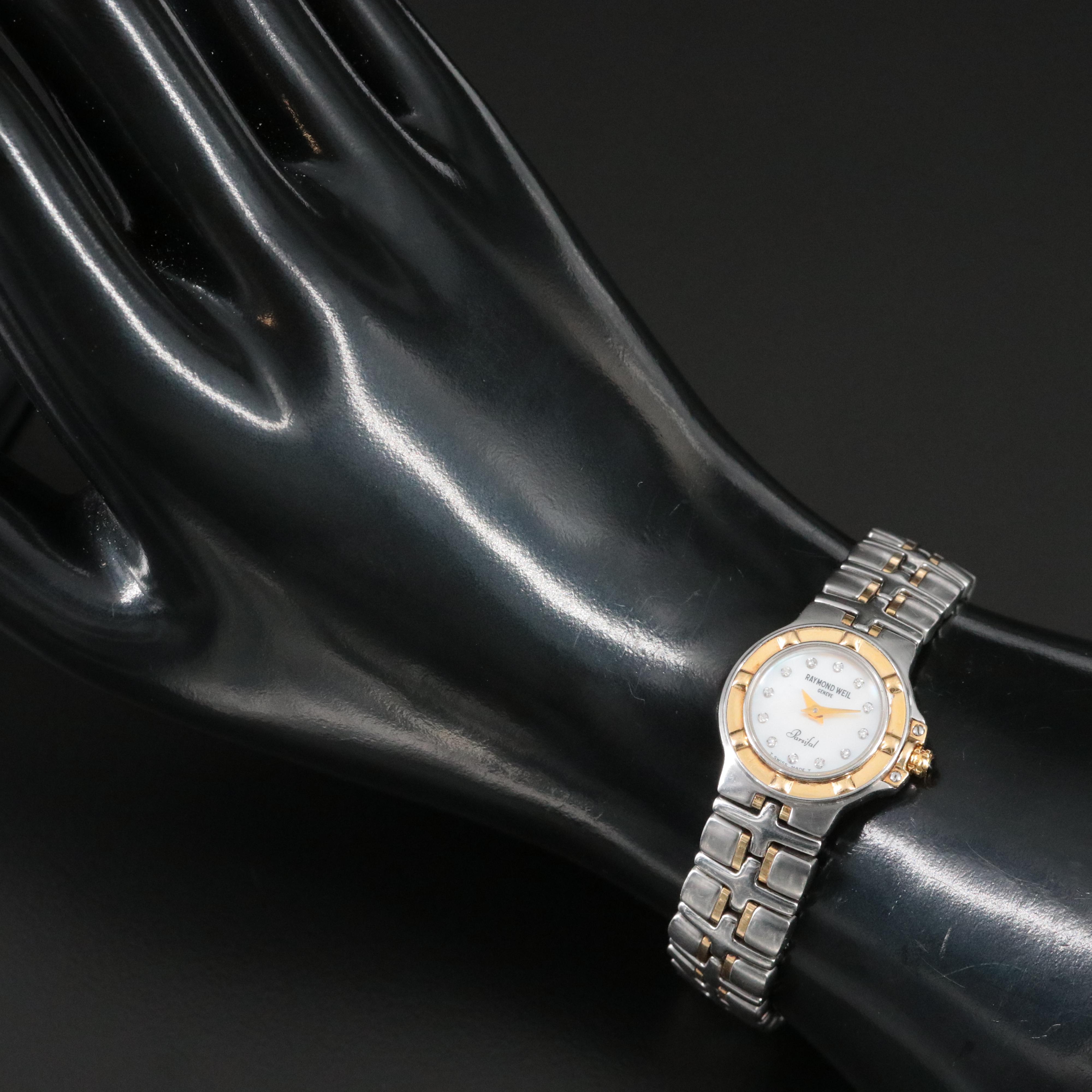 Raymond Weil 18K, Stainless Steel Mother-of-Pearl, Diamond Dial Parsifal Watch