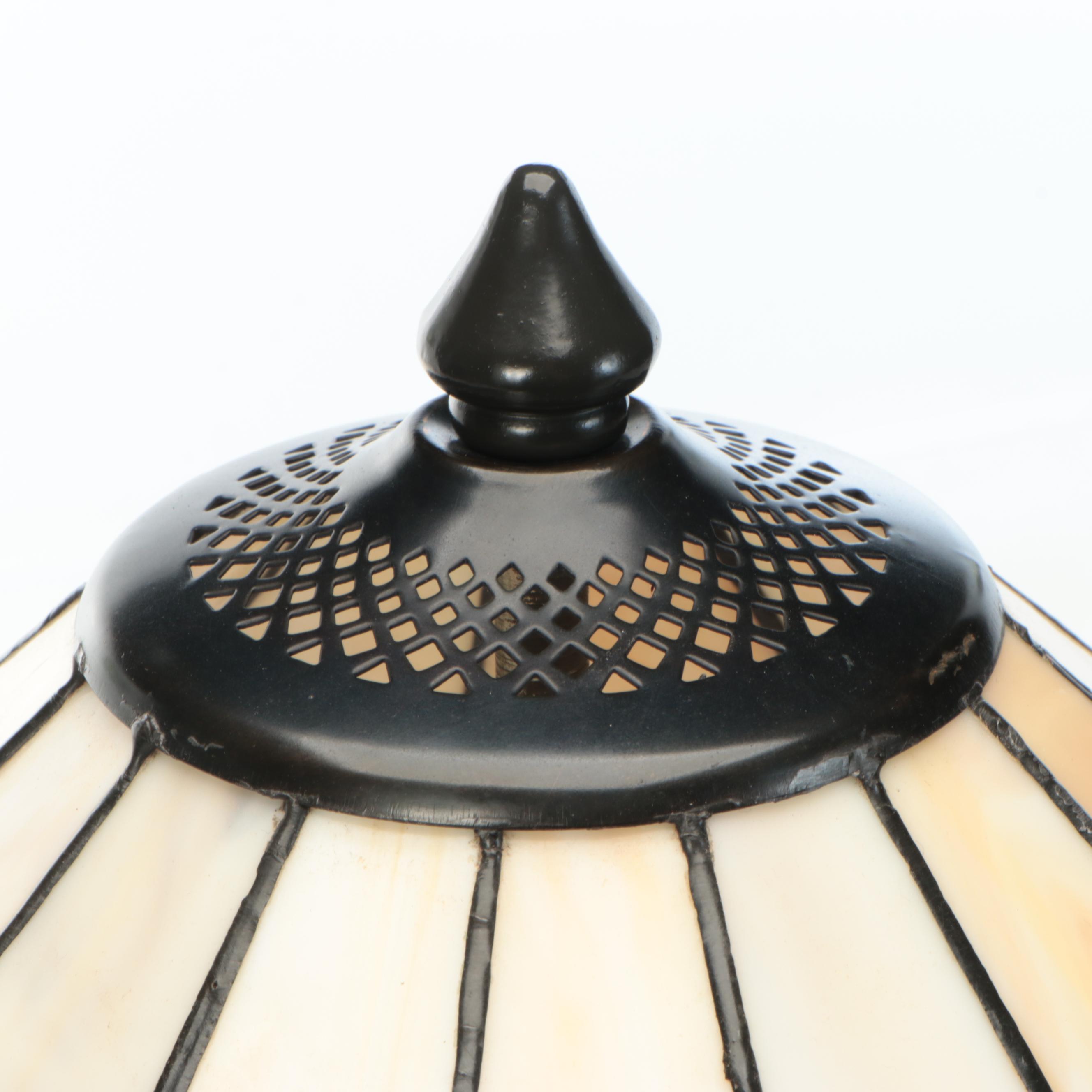Oil Rubbed Bronze Finish Mission Style Table Lamp with Slag Glass Panel Shade