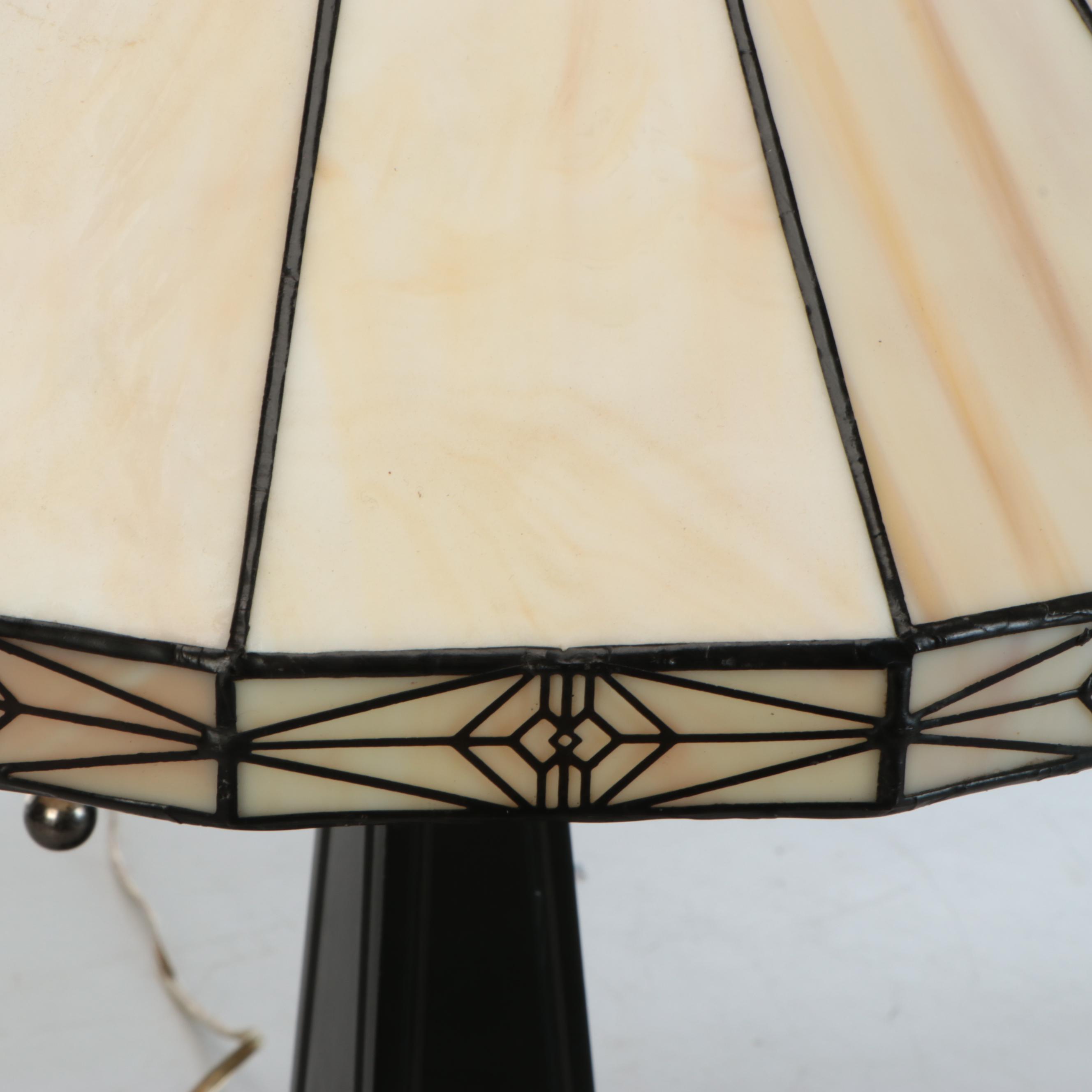 Oil Rubbed Bronze Finish Mission Style Table Lamp with Slag Glass Panel Shade