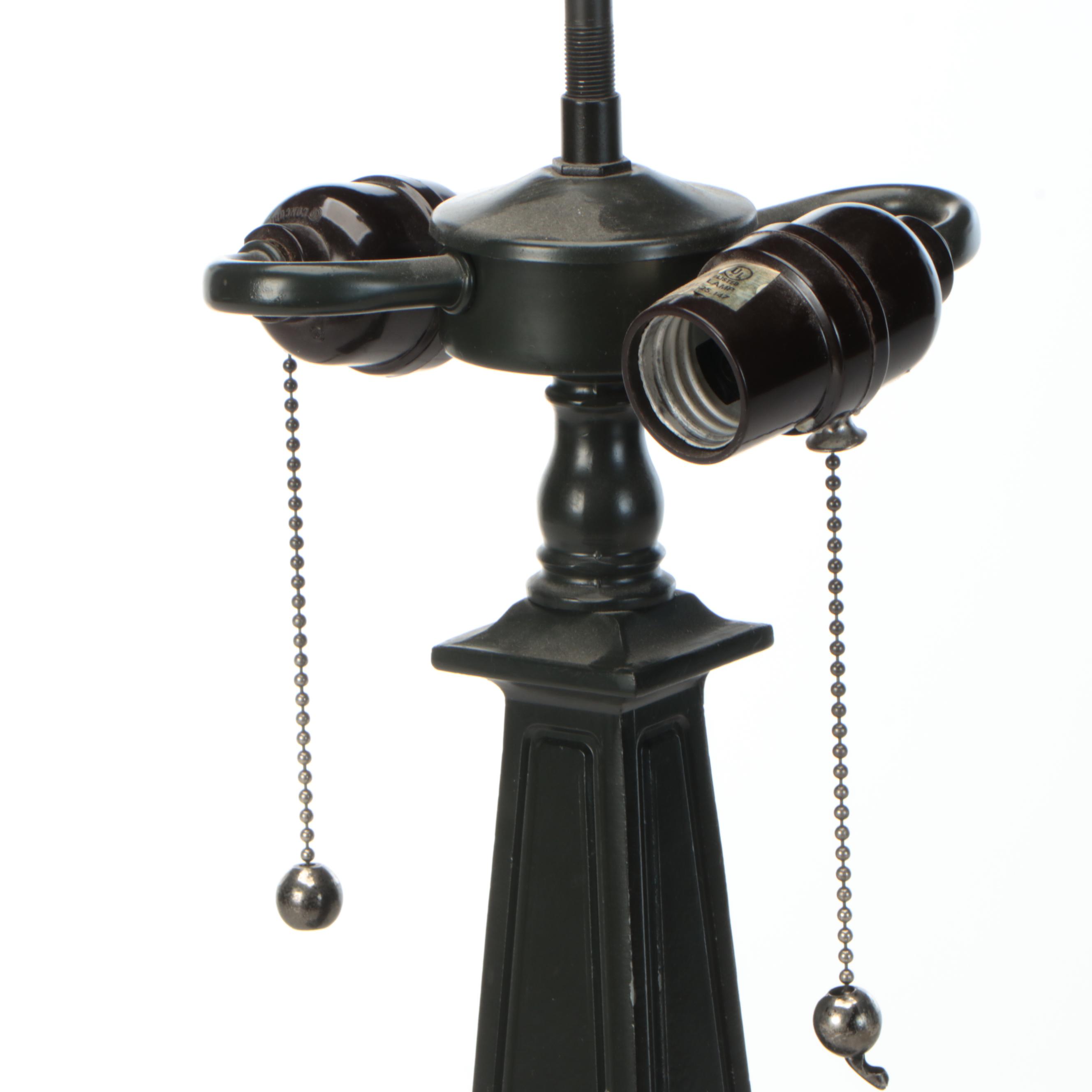Oil Rubbed Bronze Finish Mission Style Table Lamp with Slag Glass Panel Shade