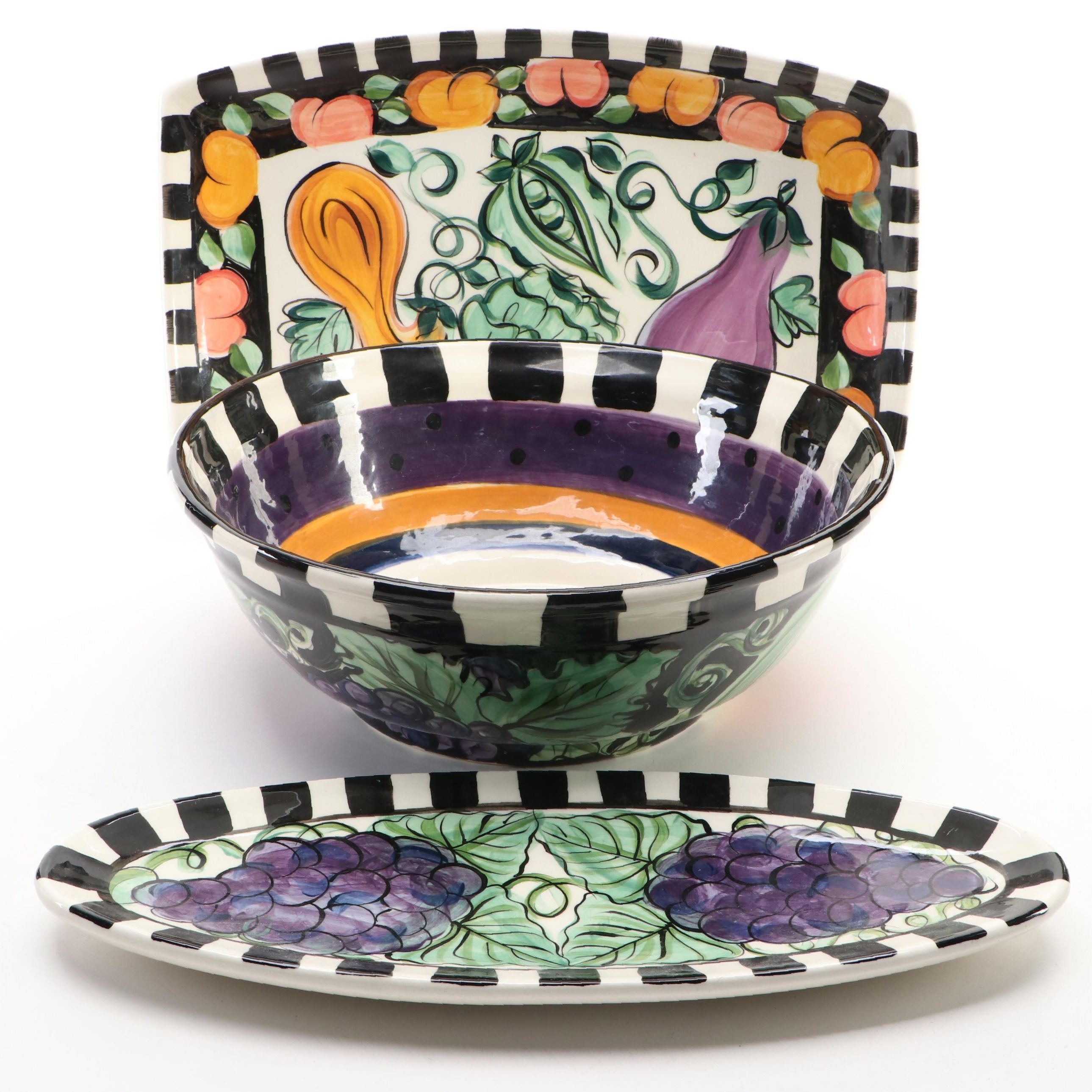 Vicki Carroll "Bon Appetite" Hand-Painted Ceramic Serveware