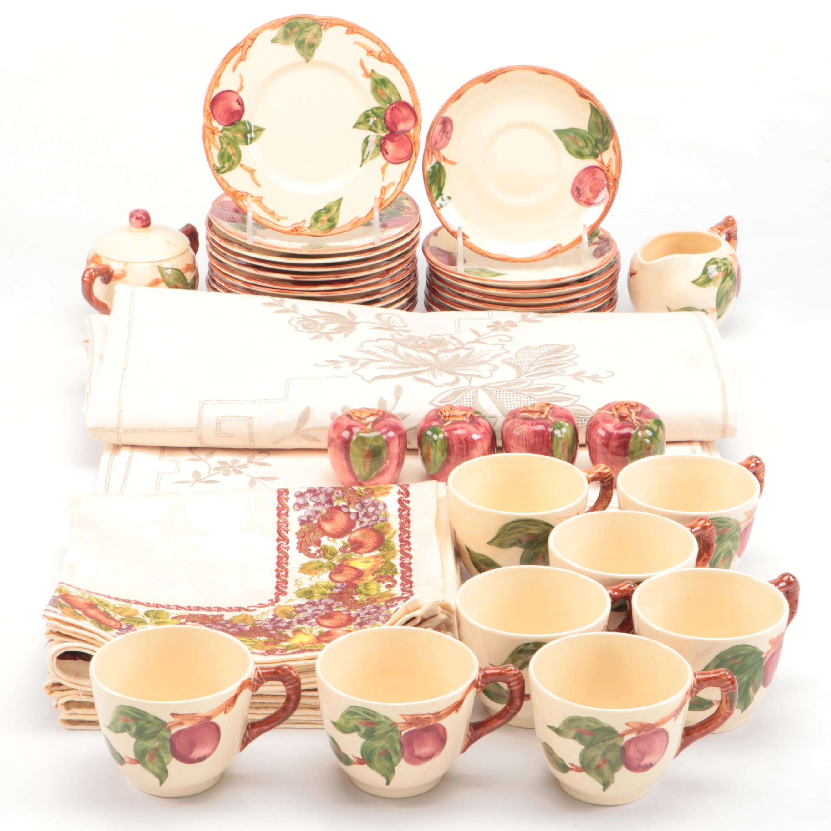 Franciscan "Apple" Ceramic Dinnerware with Cotton Table Linens