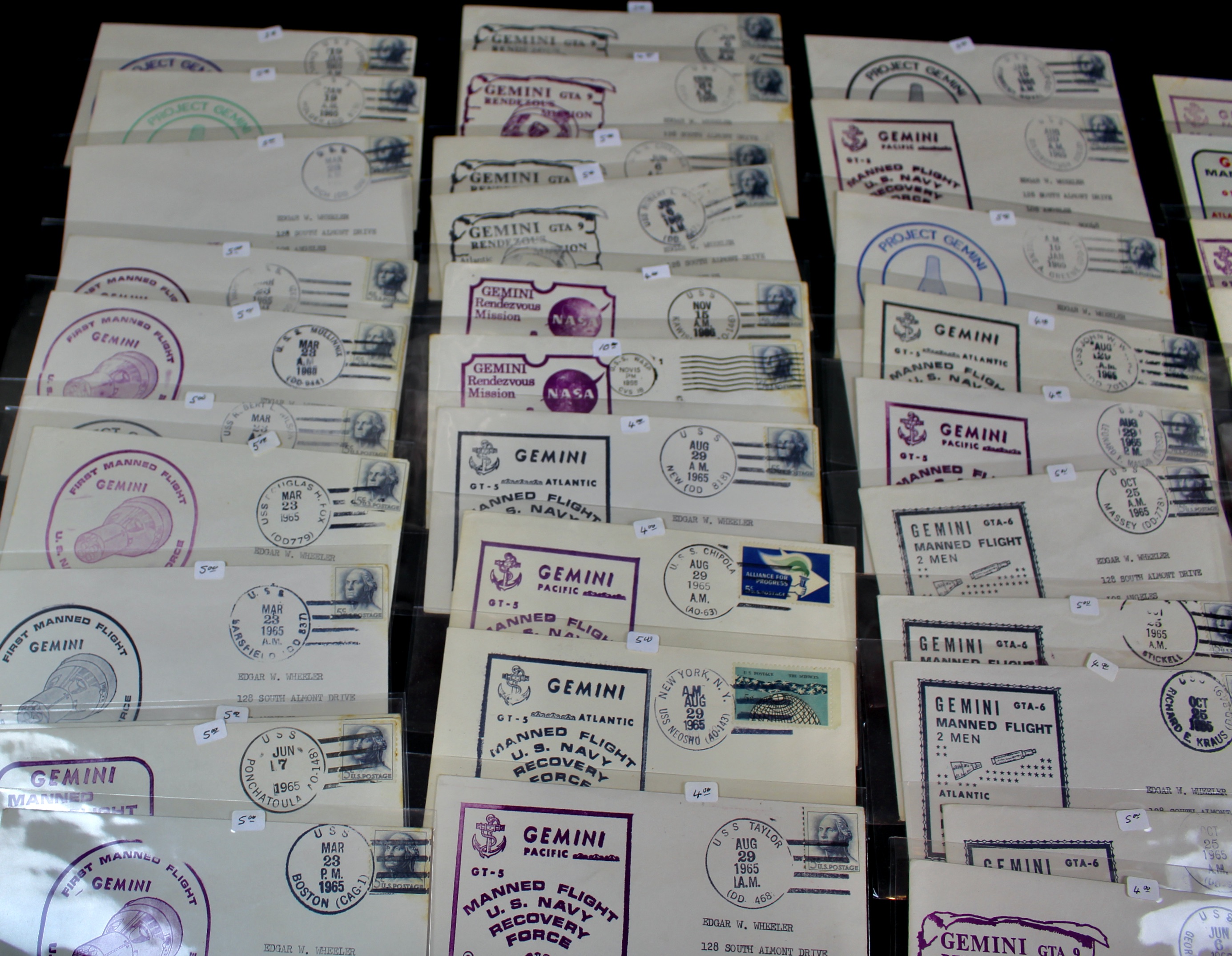 Fifty Scarce Gemini Manned Flight U.S. Navy Recovery Force Postal Covers