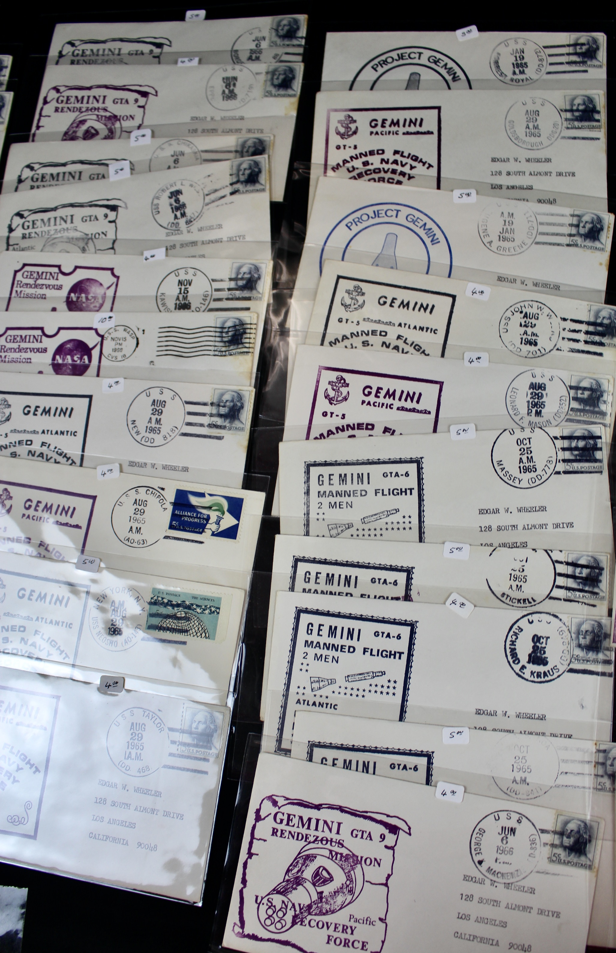 Fifty Scarce Gemini Manned Flight U.S. Navy Recovery Force Postal Covers