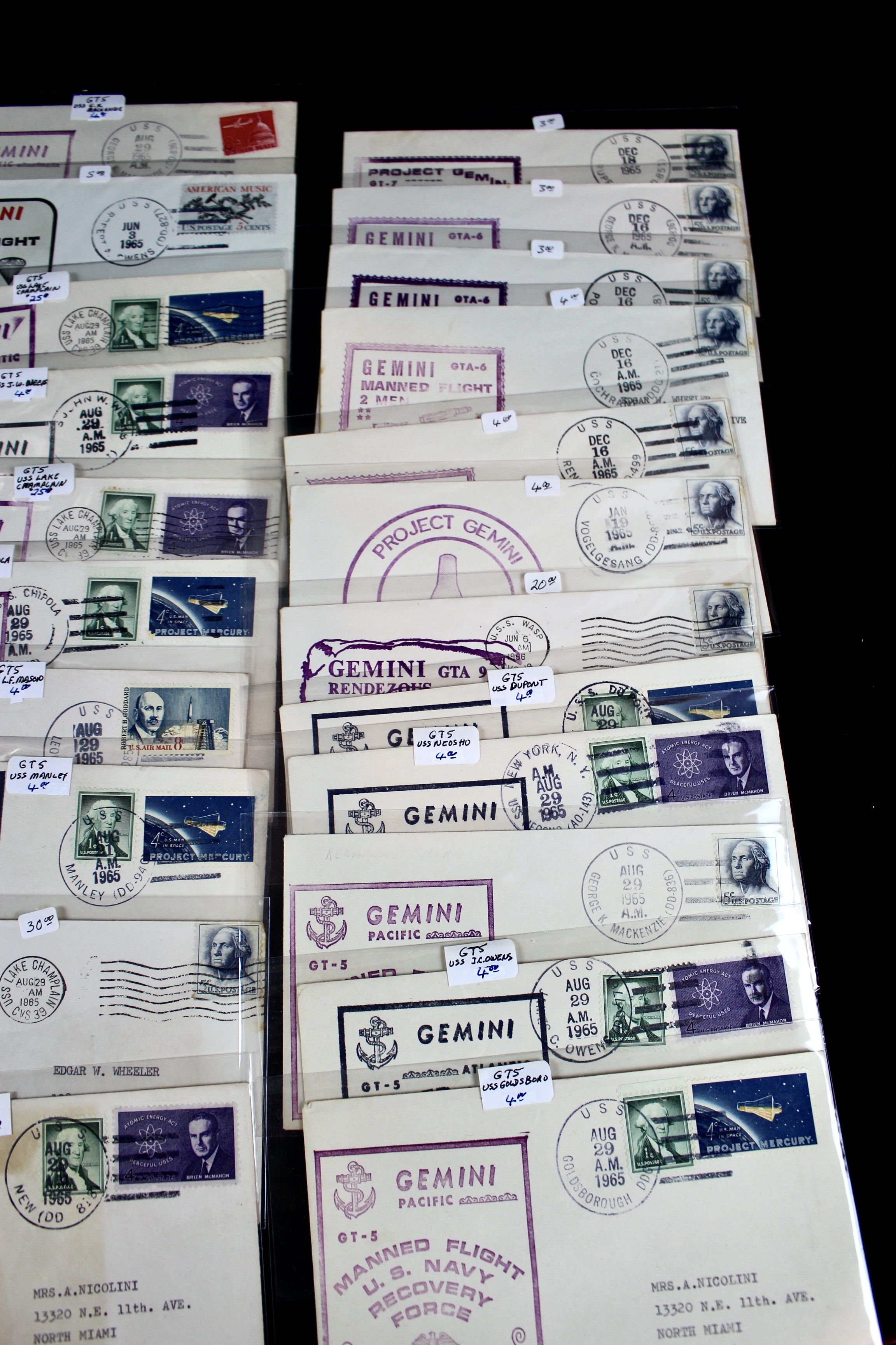 Fifty Scarce Gemini Manned Flight U.S. Navy Recovery Force Postal Covers