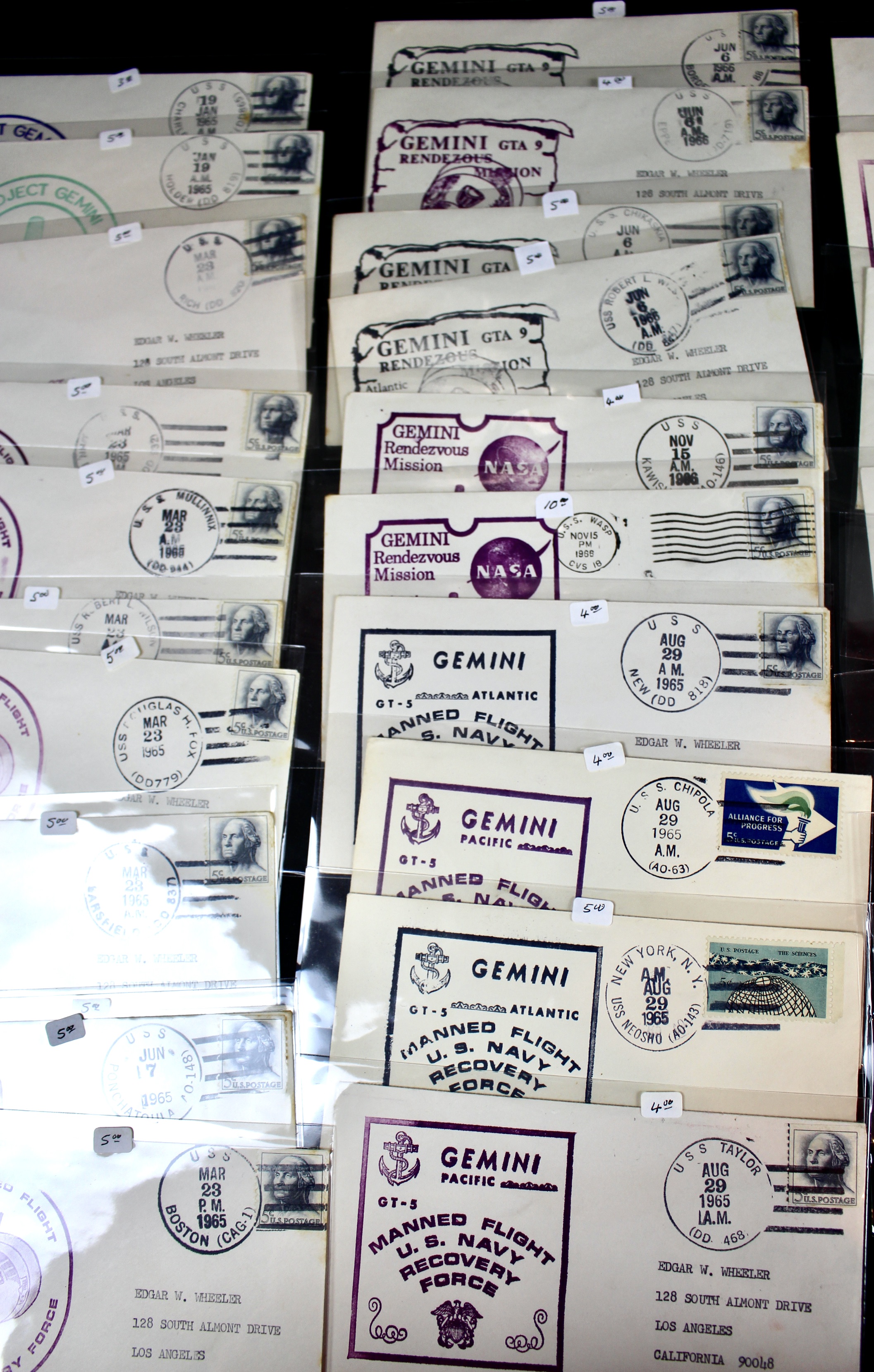 Fifty Scarce Gemini Manned Flight U.S. Navy Recovery Force Postal Covers