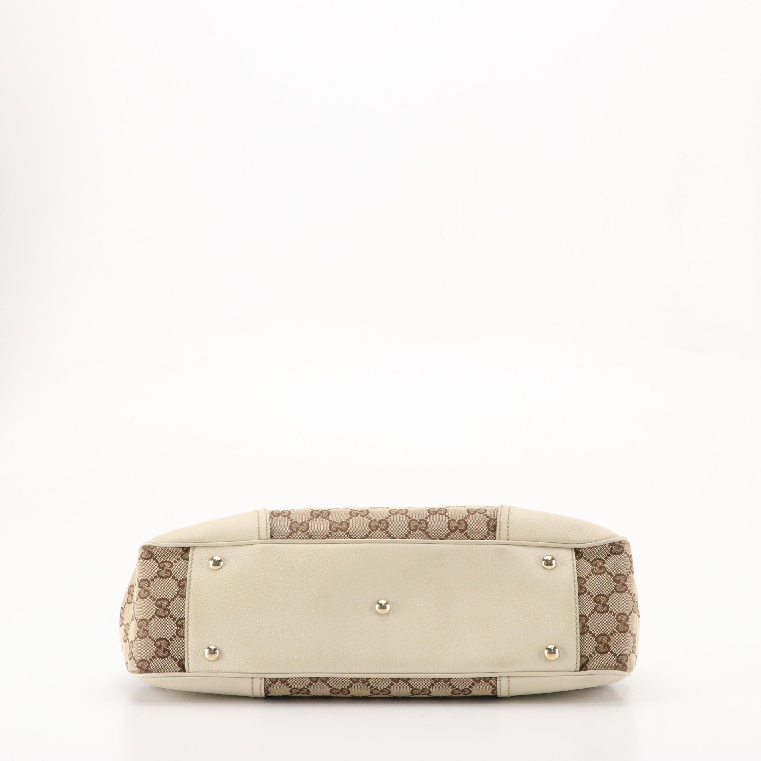 Gucci Princy Shoulder Tote in GG Canvas and Ivory Cinghiale Leather