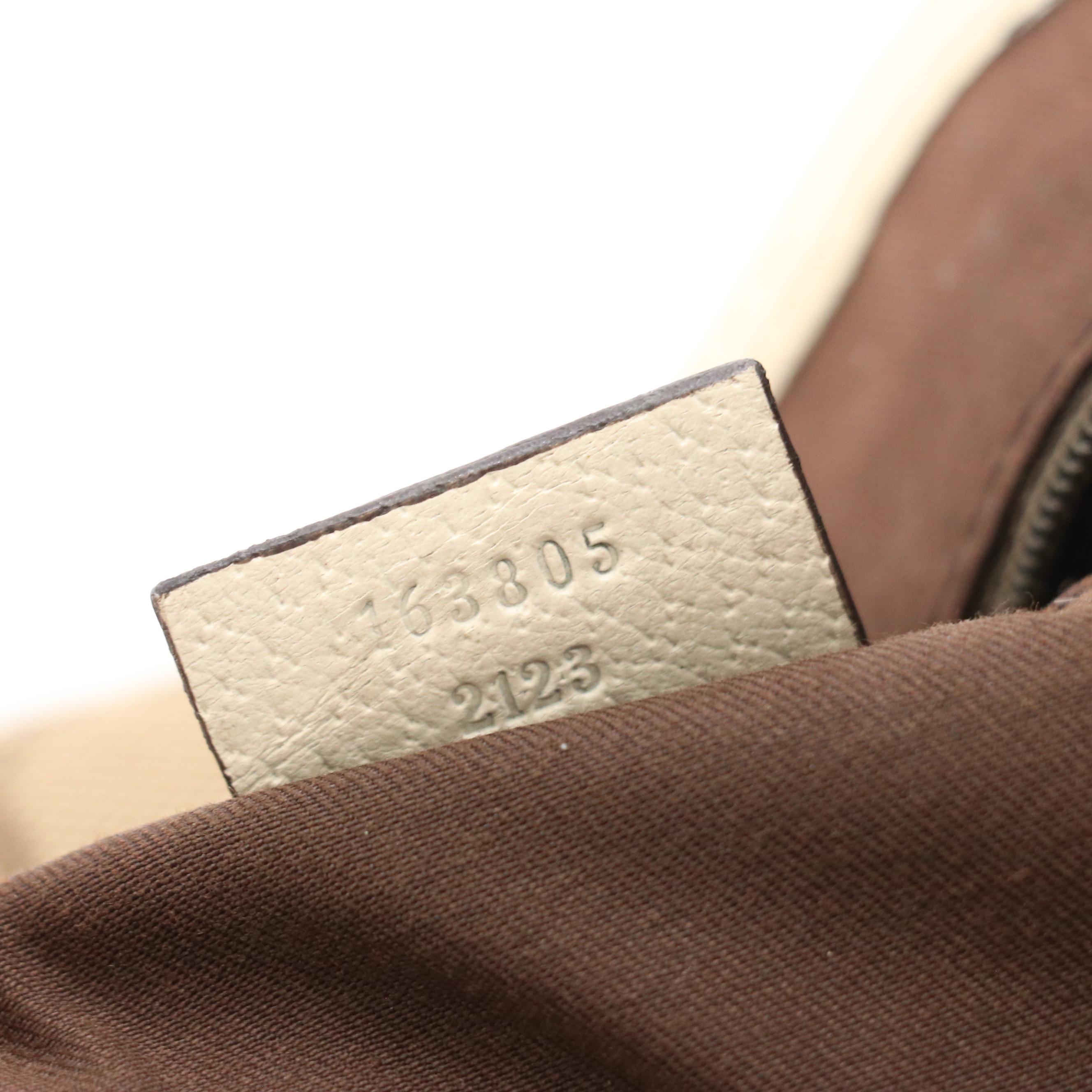 Gucci Princy Shoulder Tote in GG Canvas and Ivory Cinghiale Leather