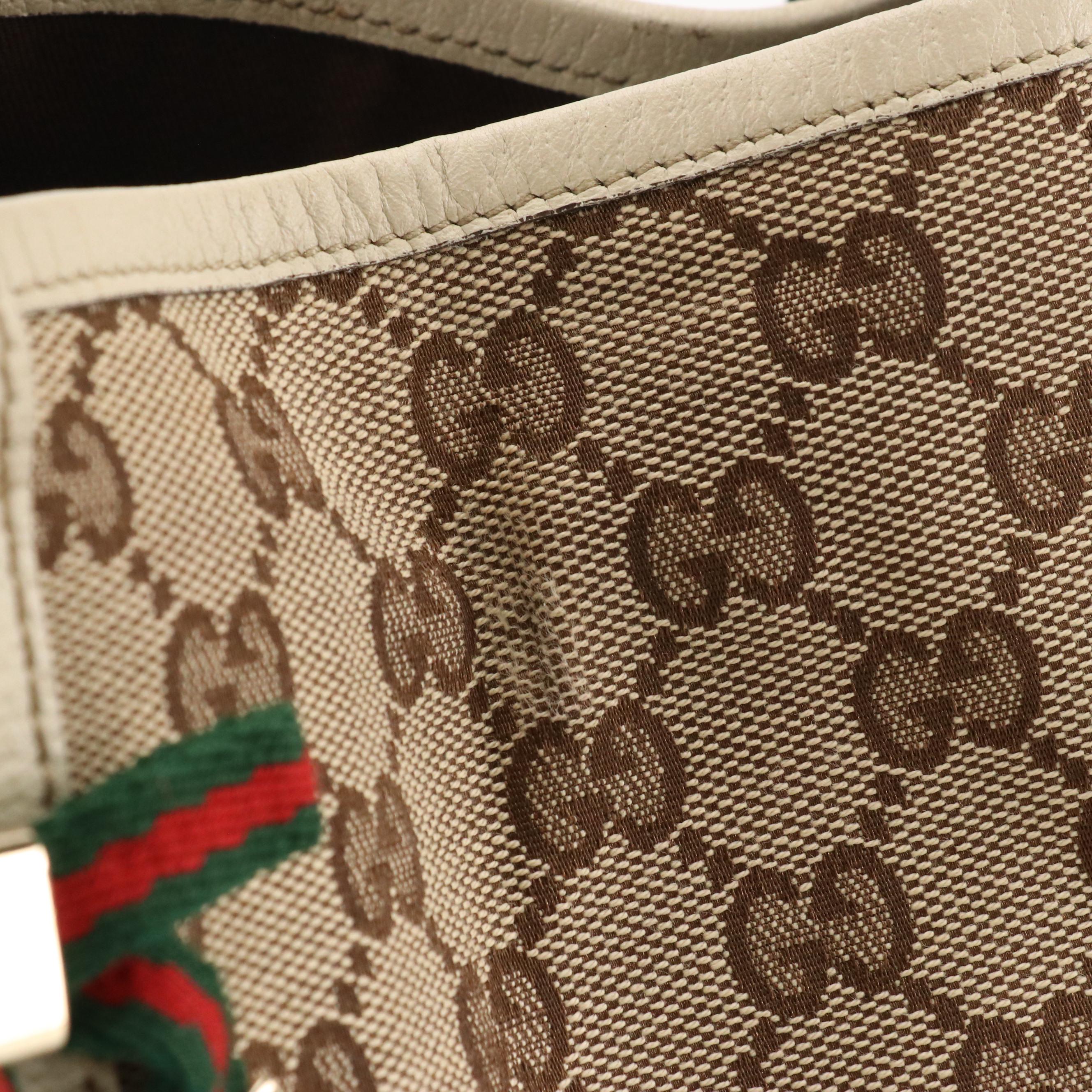 Gucci Princy Shoulder Tote in GG Canvas and Ivory Cinghiale Leather