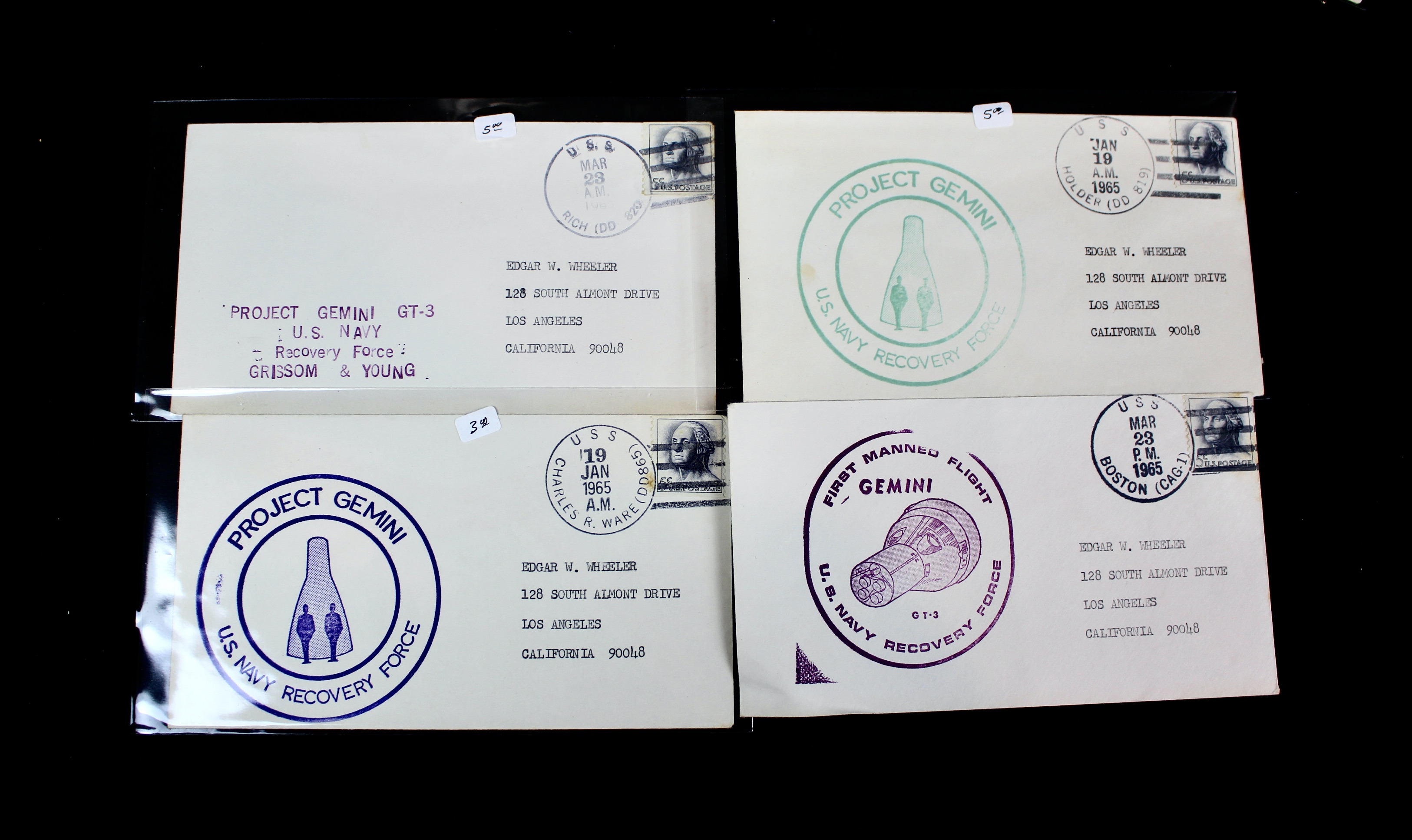 Fifty Scarce Gemini Manned Flight U.S. Navy Recovery Force Postal Covers