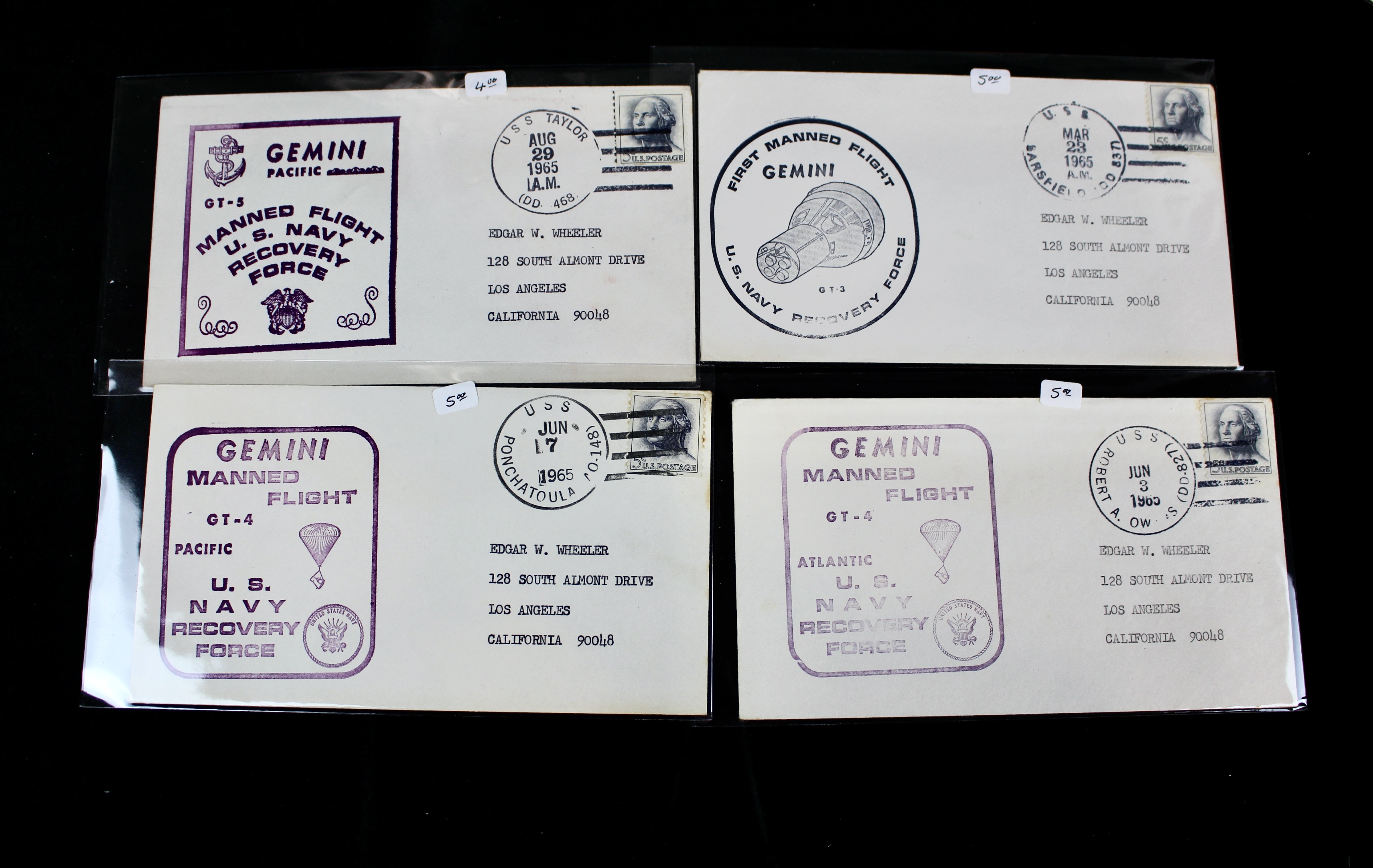 Fifty Scarce Gemini Manned Flight U.S. Navy Recovery Force Postal Covers