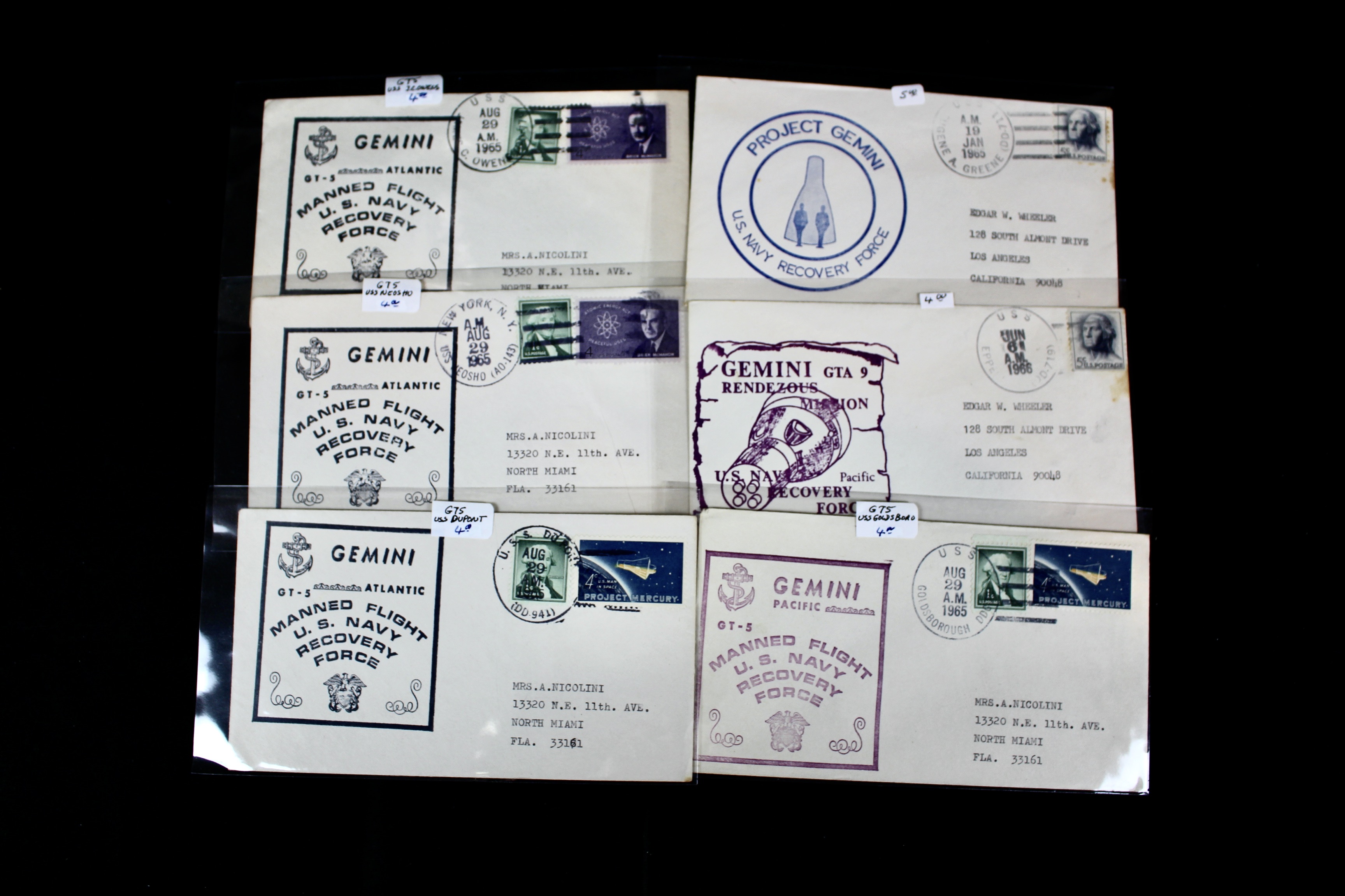 Fifty Scarce Gemini Manned Flight U.S. Navy Recovery Force Postal Covers
