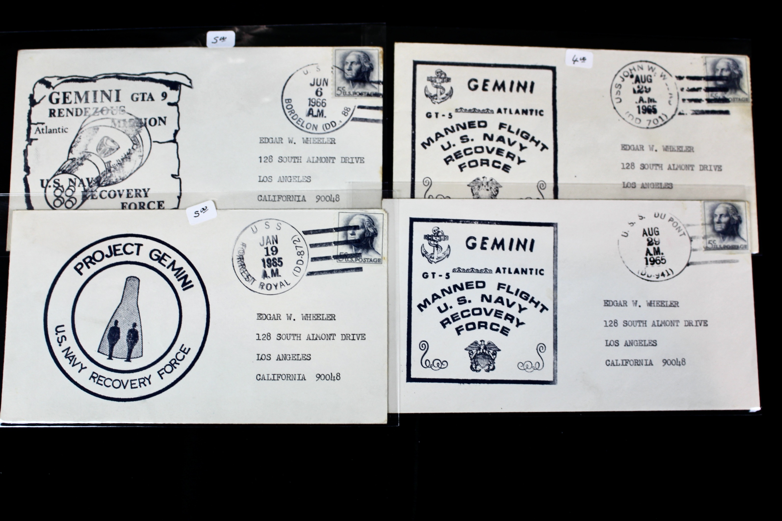 Fifty Scarce Gemini Manned Flight U.S. Navy Recovery Force Postal Covers