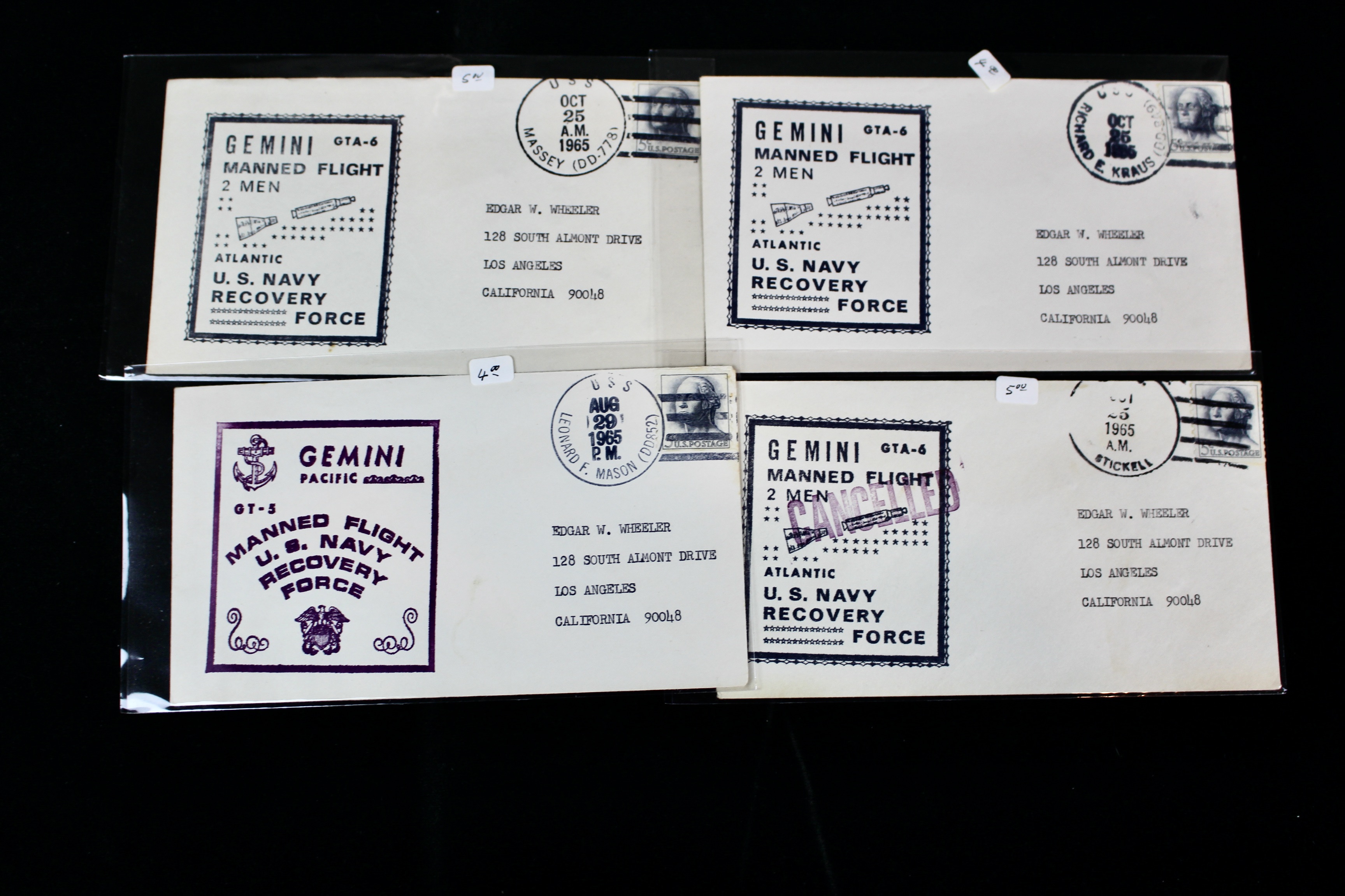 Fifty Scarce Gemini Manned Flight U.S. Navy Recovery Force Postal Covers