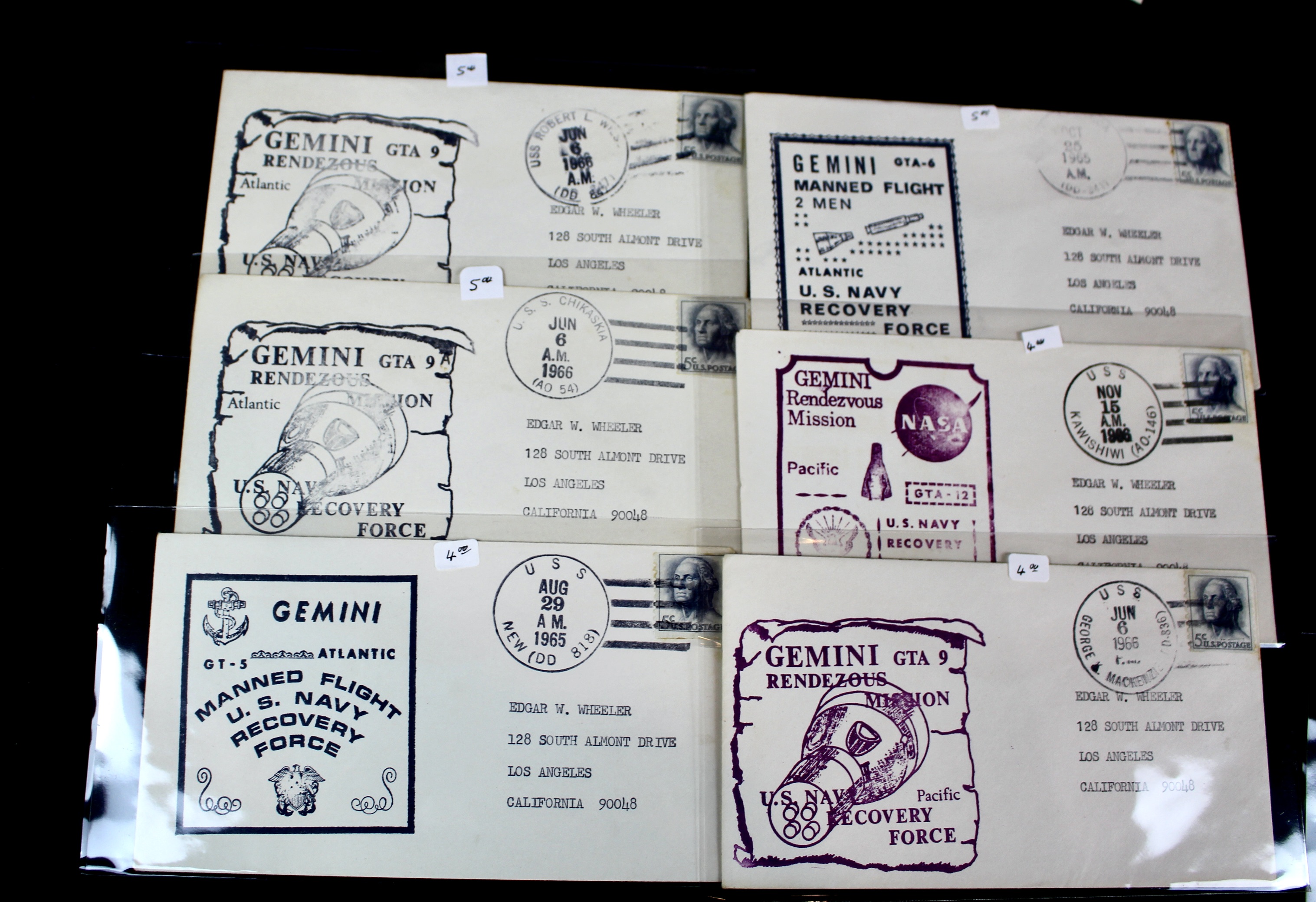 Fifty Scarce Gemini Manned Flight U.S. Navy Recovery Force Postal Covers