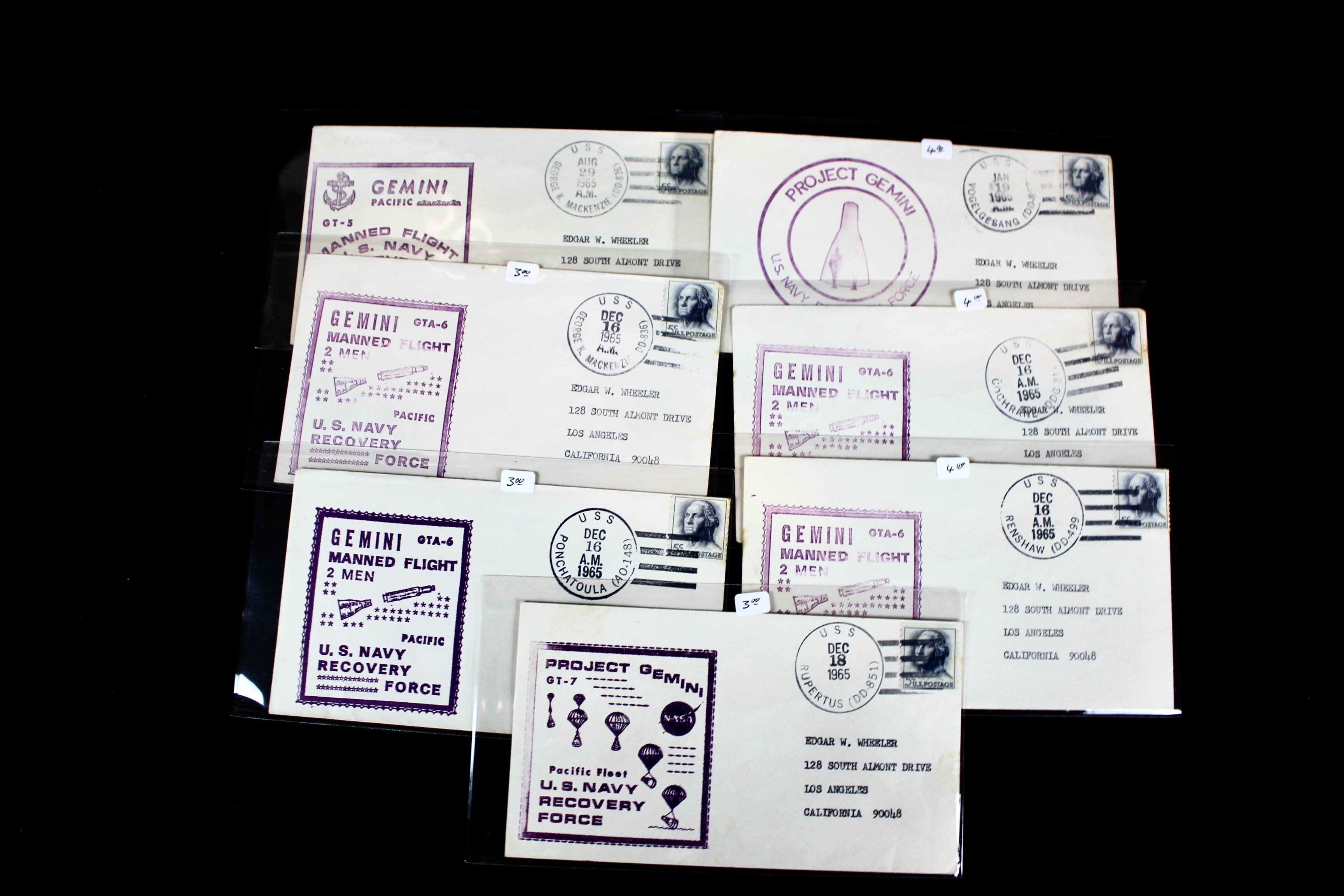 Fifty Scarce Gemini Manned Flight U.S. Navy Recovery Force Postal Covers