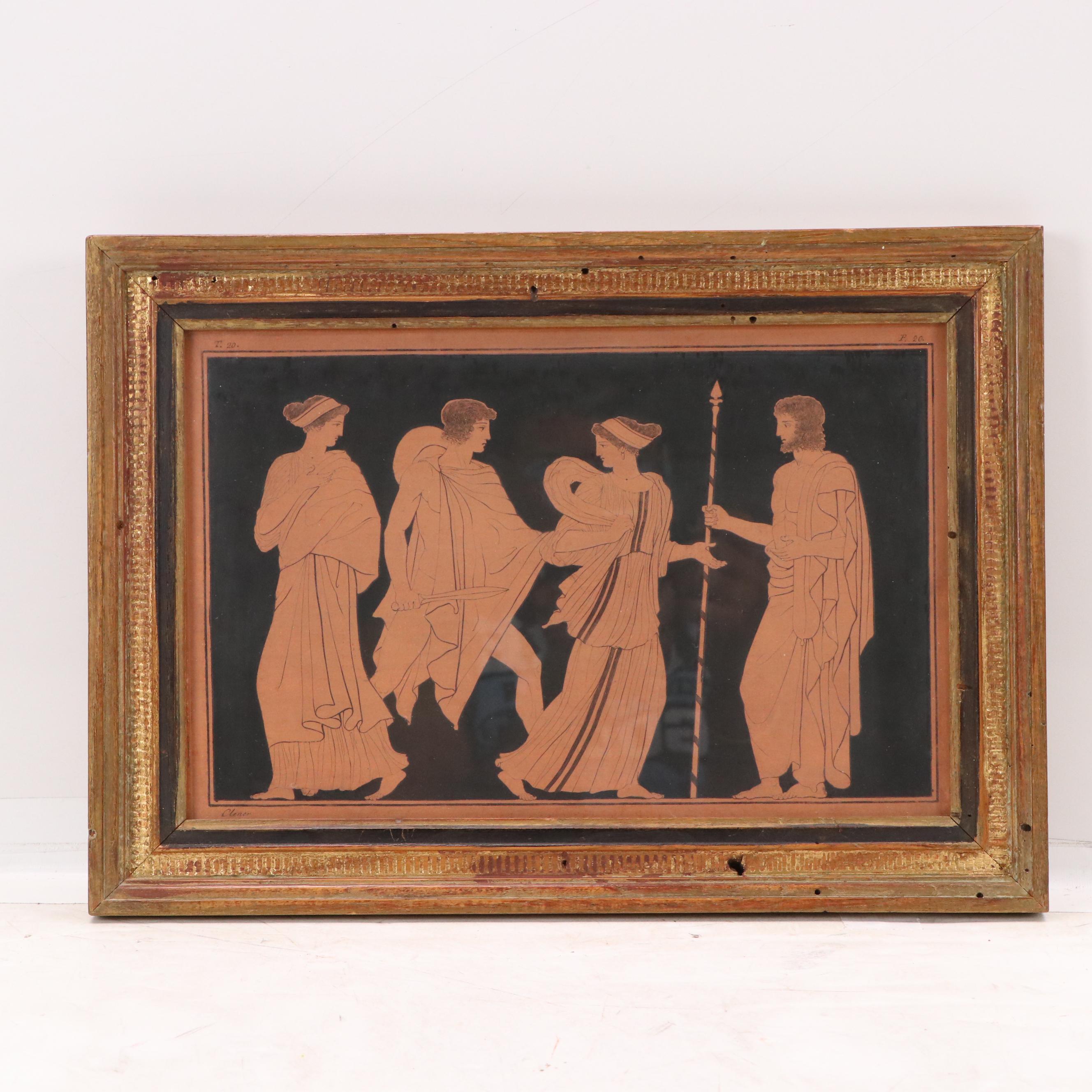 French Empire Angelo Clener Hand-Colored Engravings "Greek Vase Plates"