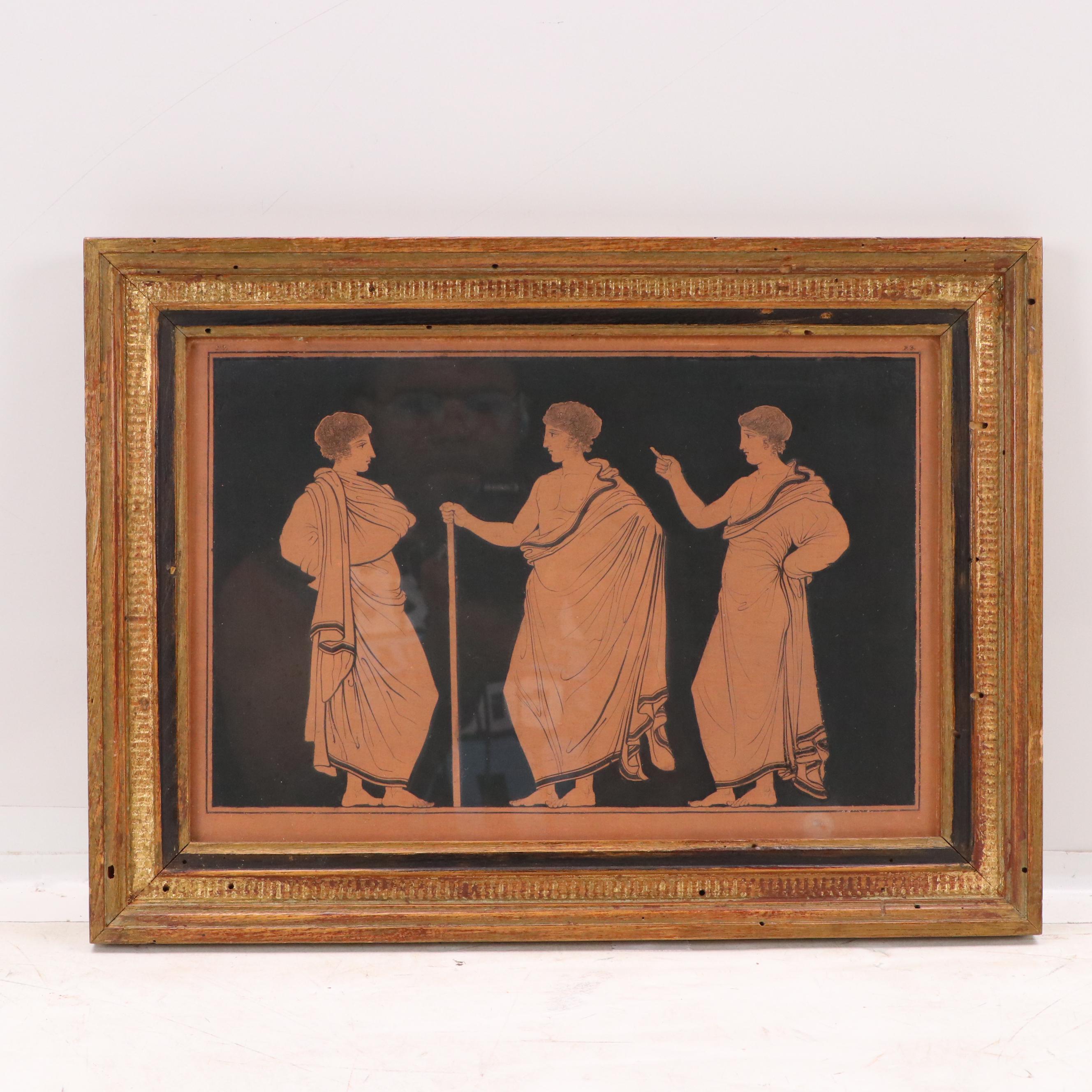 French Empire Angelo Clener Hand-Colored Engravings "Greek Vase Plates"