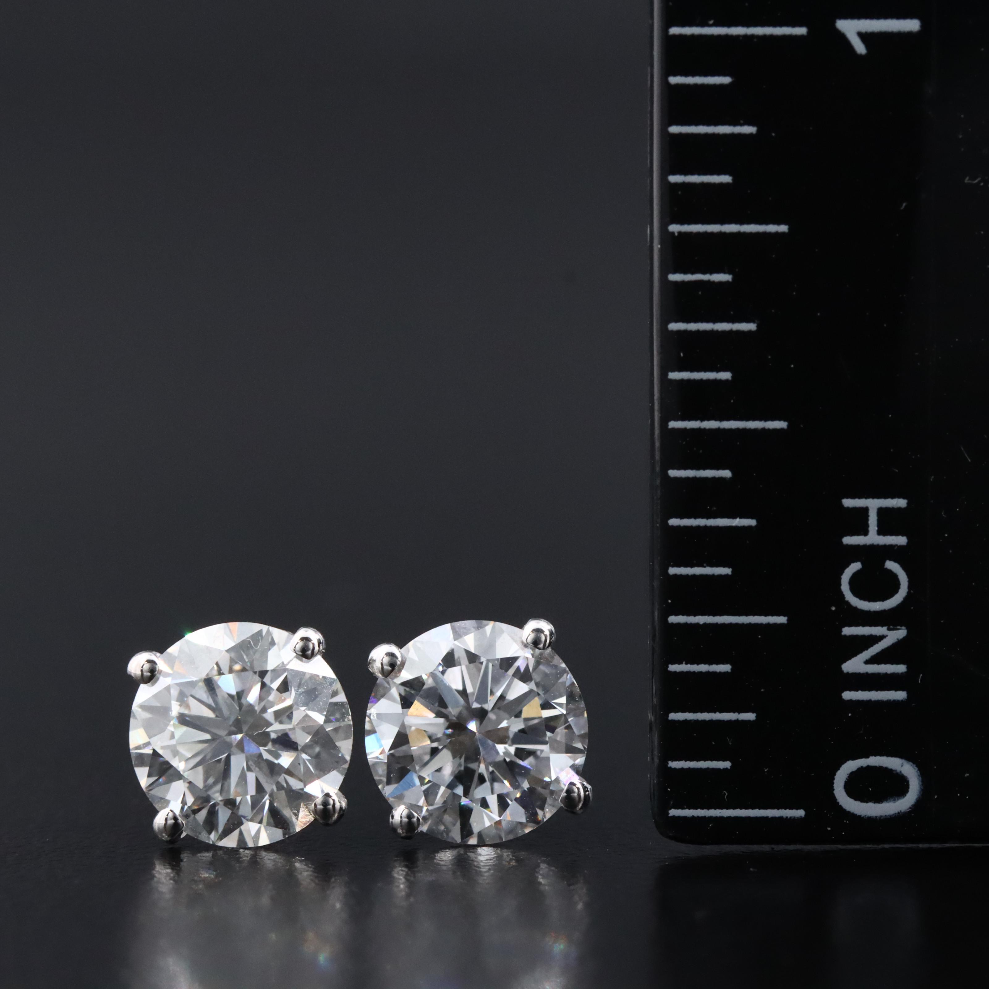 18K 3.01 CTW Lab Grown Diamond Martini Solitaire Earrings with IGI Report