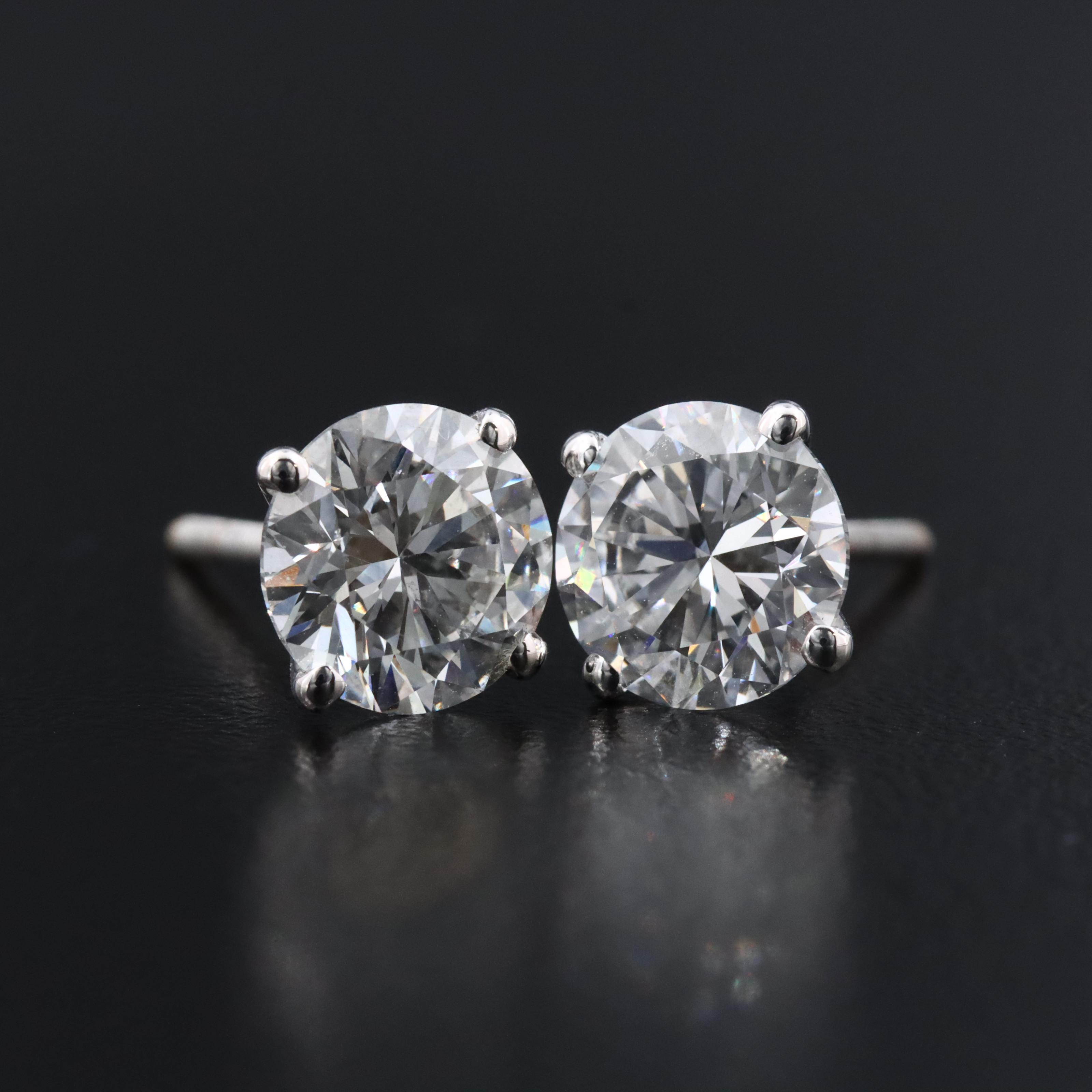 18K 3.01 CTW Lab Grown Diamond Martini Solitaire Earrings with IGI Report