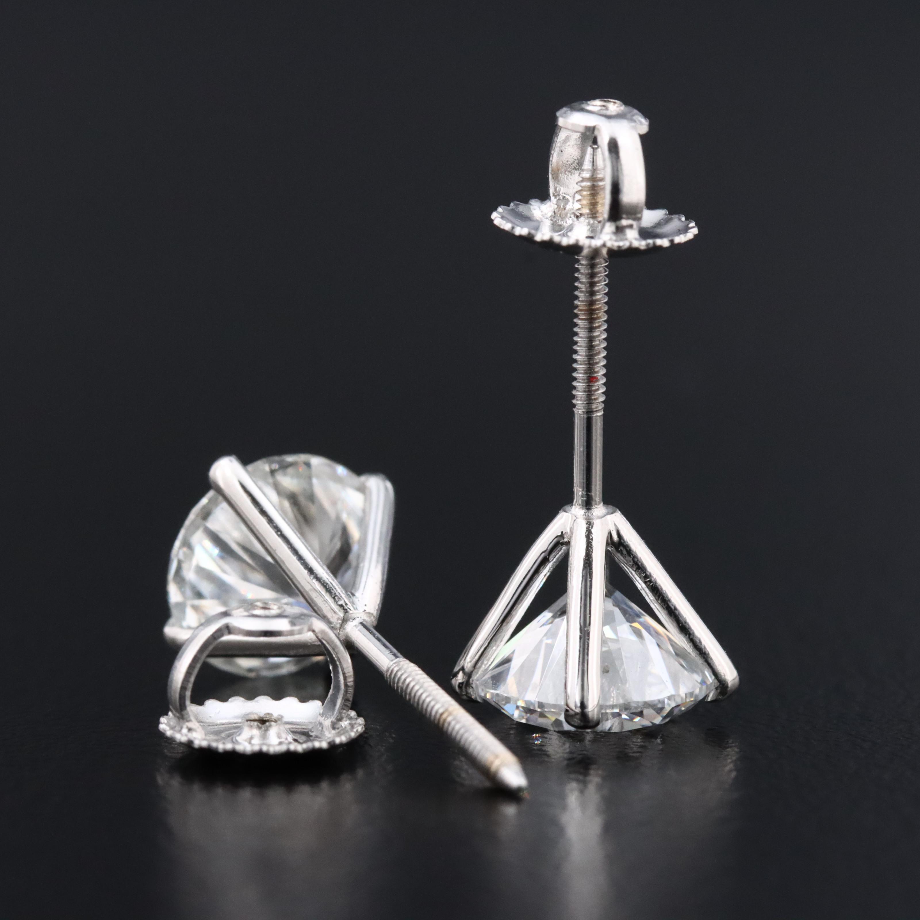 18K 3.01 CTW Lab Grown Diamond Martini Solitaire Earrings with IGI Report
