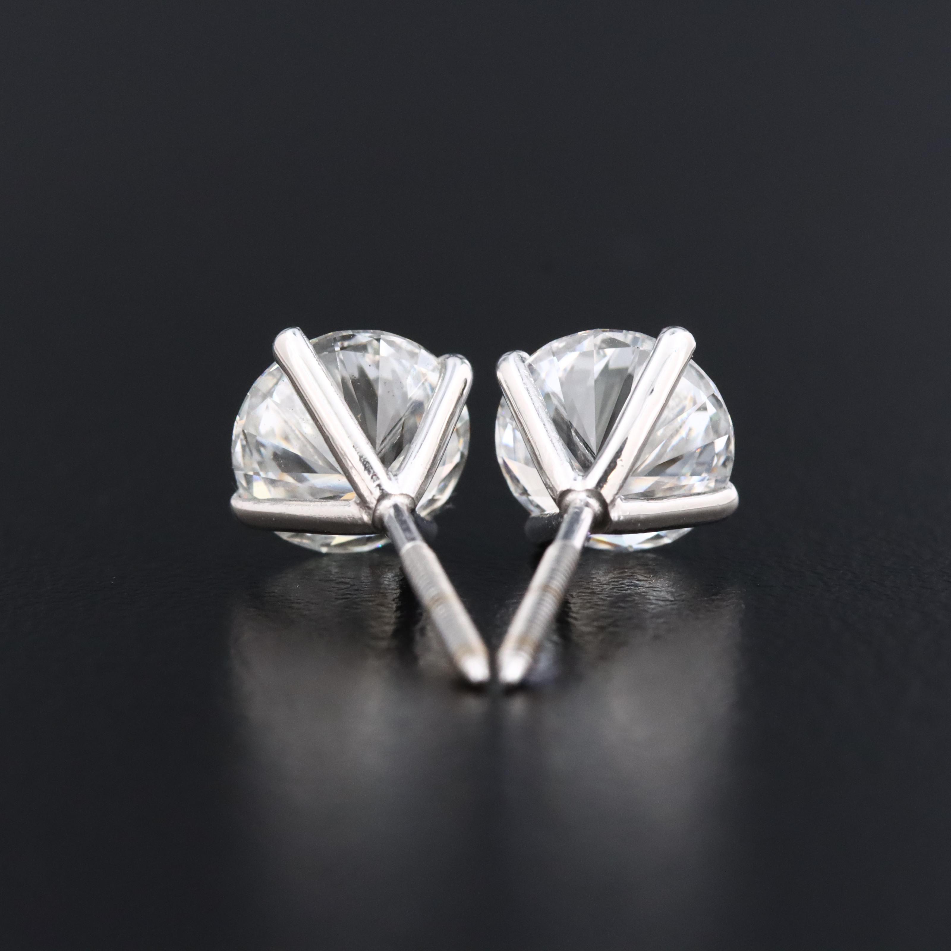 18K 3.01 CTW Lab Grown Diamond Martini Solitaire Earrings with IGI Report
