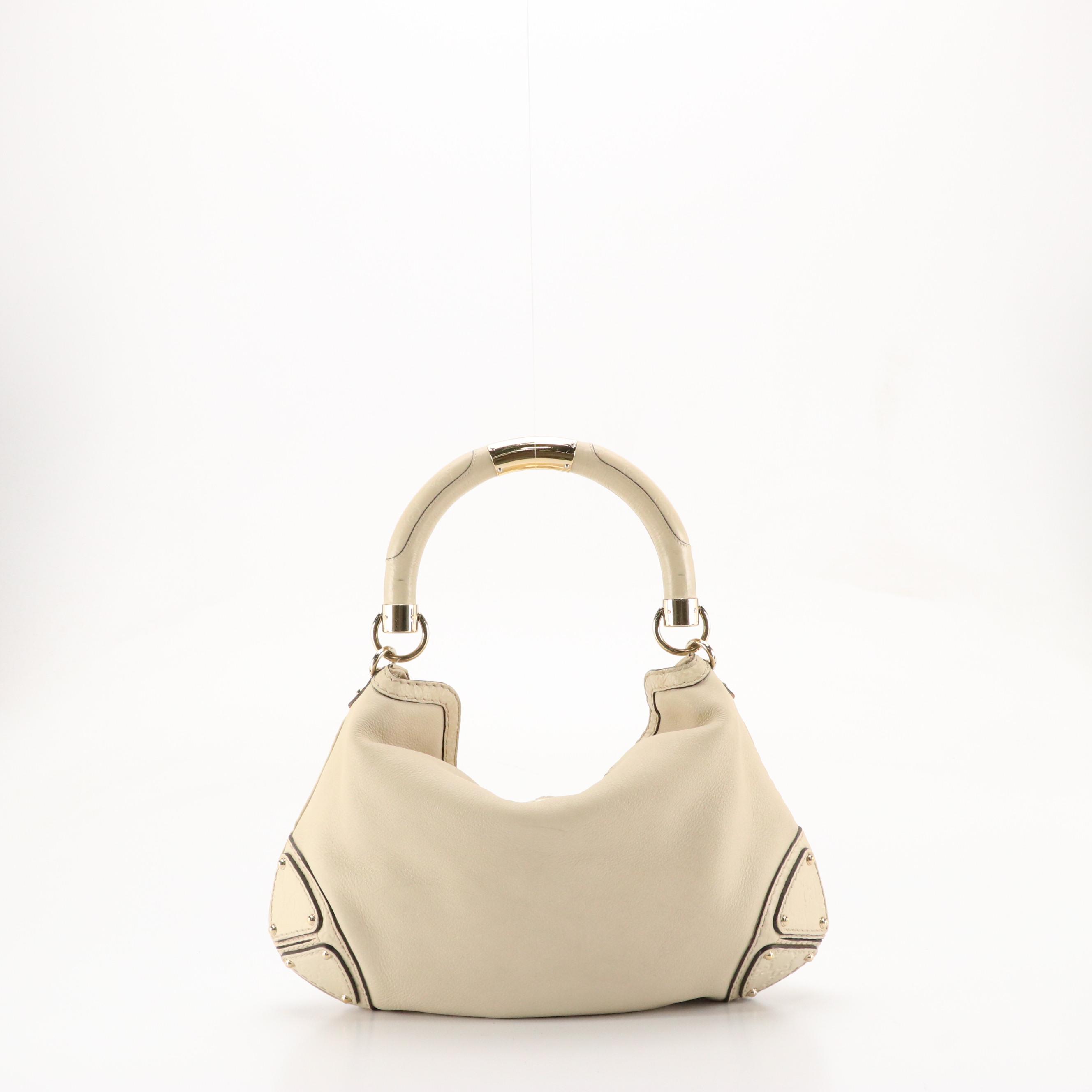 Gucci Indy Two-Way Hobo Bag in Off-White Smooth and Guccissima Leather