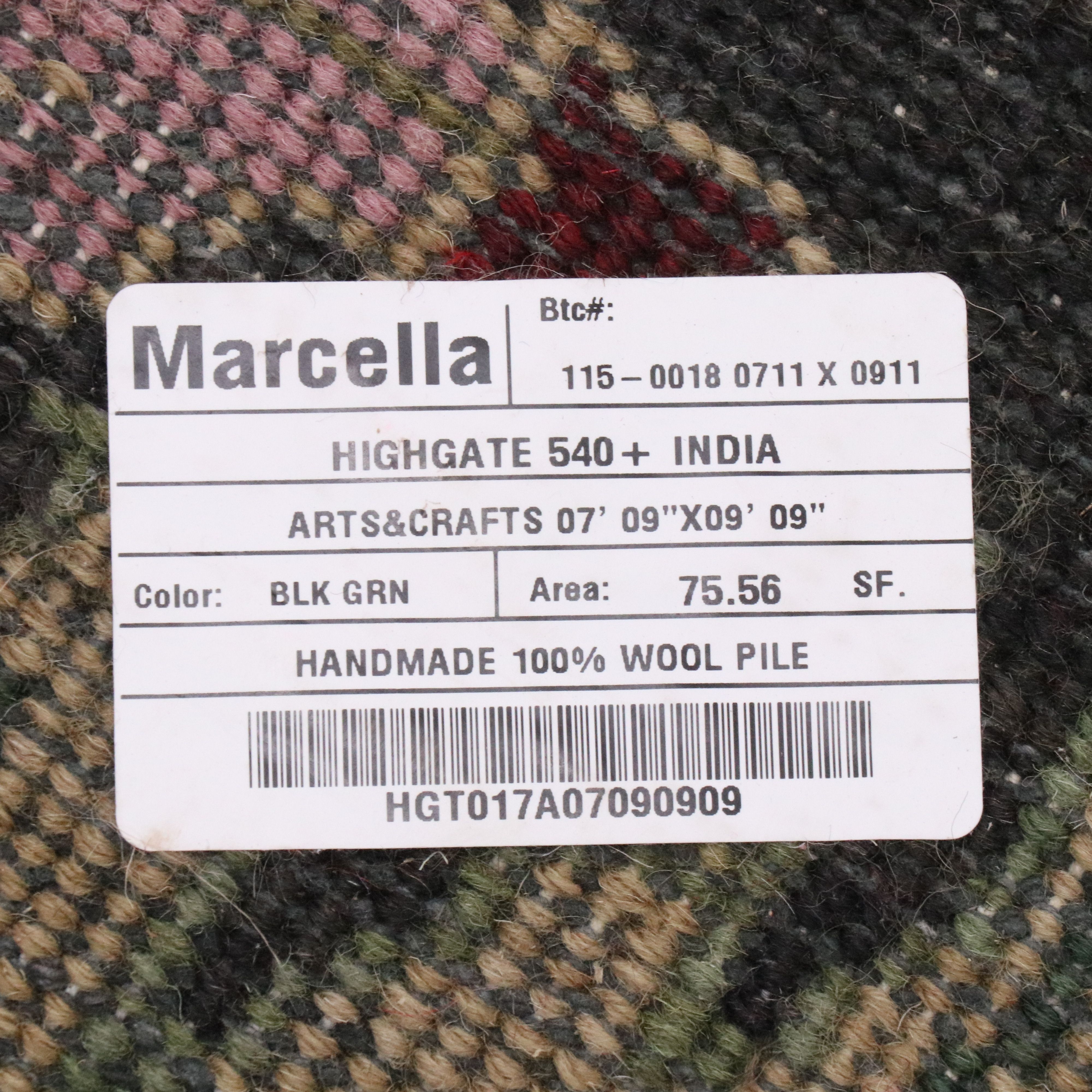 7'11 x 10'3 Hand-Knotted Indian Area Rug