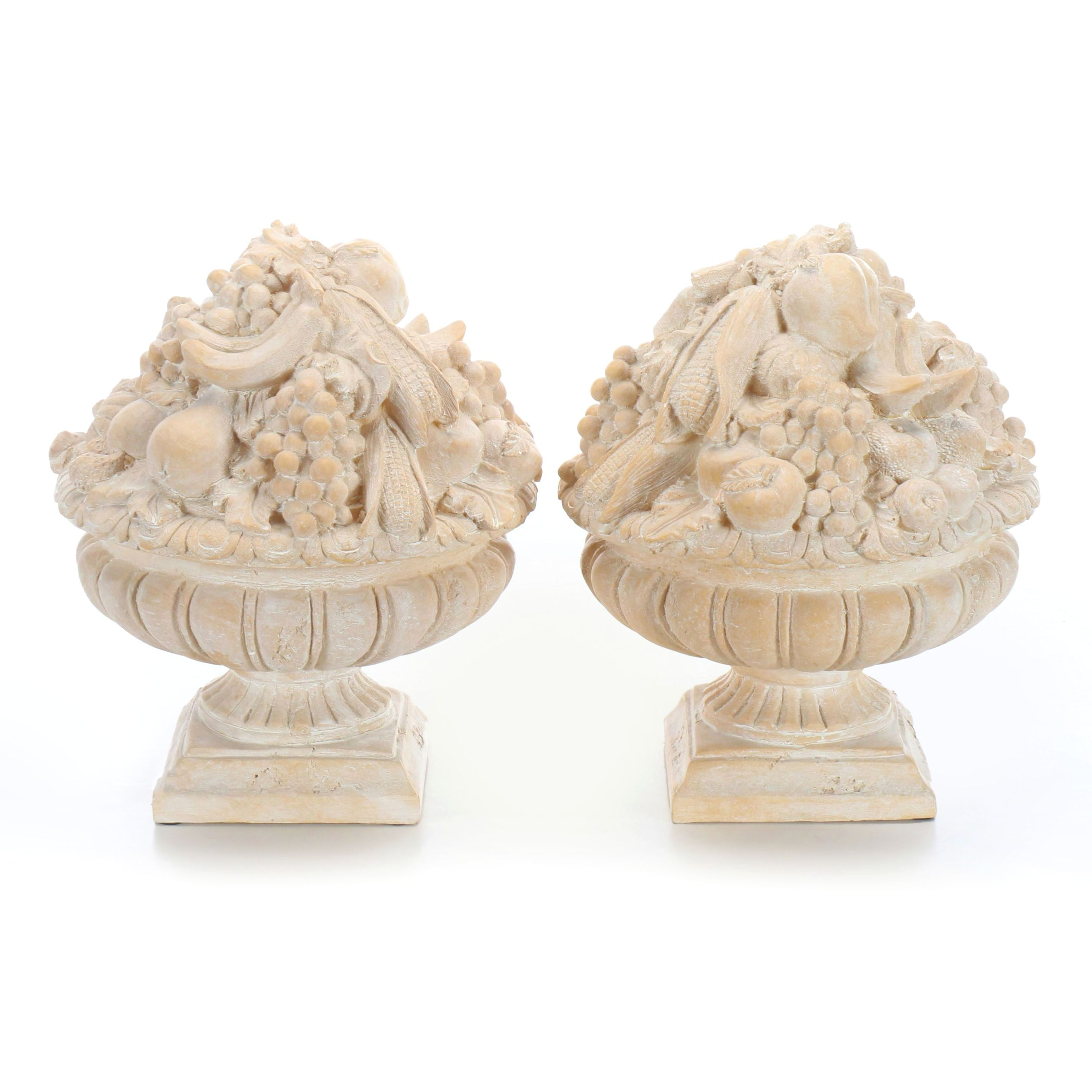 Pair of Regency Style Plaster Fruit Topiaries