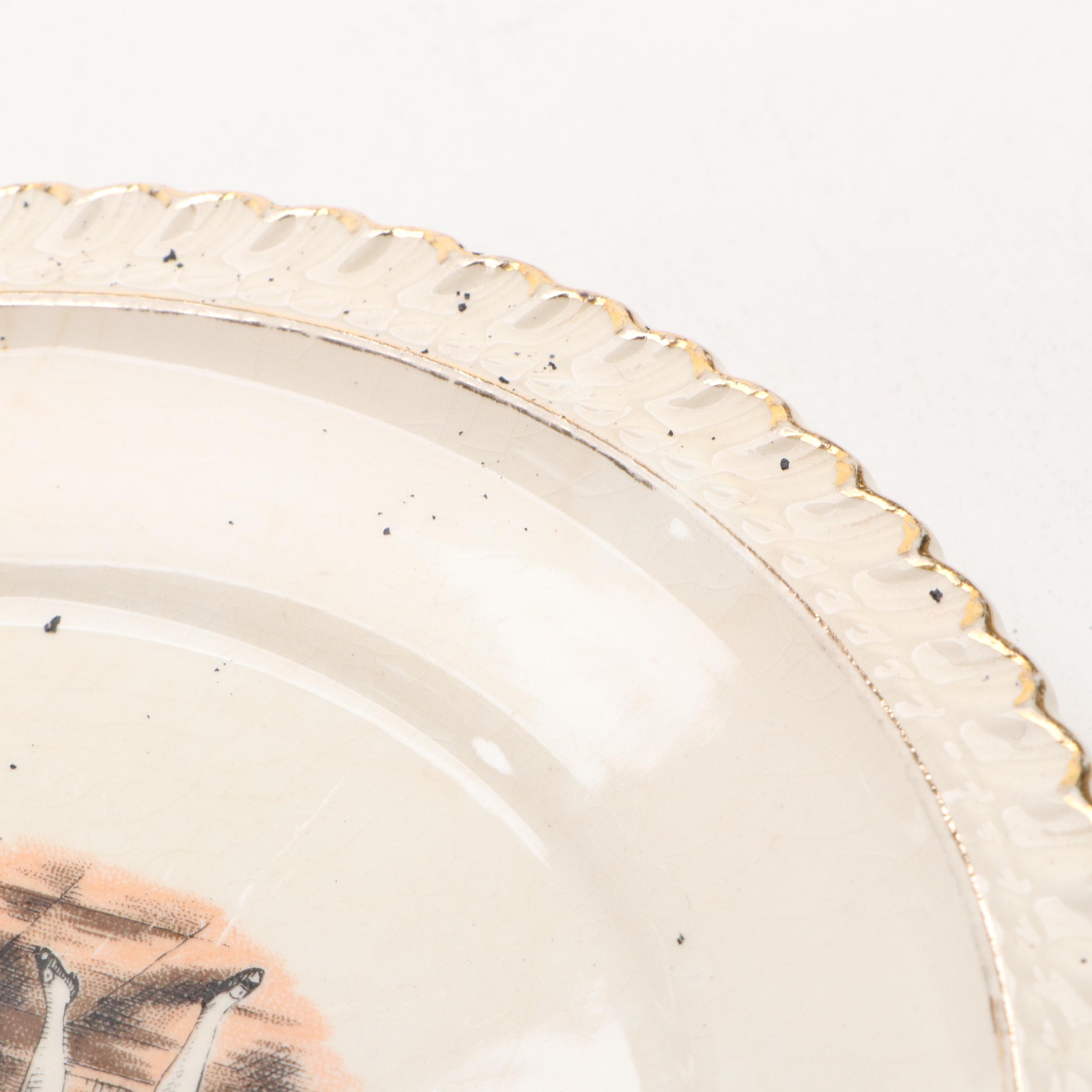 Indiana Glass Amber Candy Dish with Brass Figurine and Other Décor