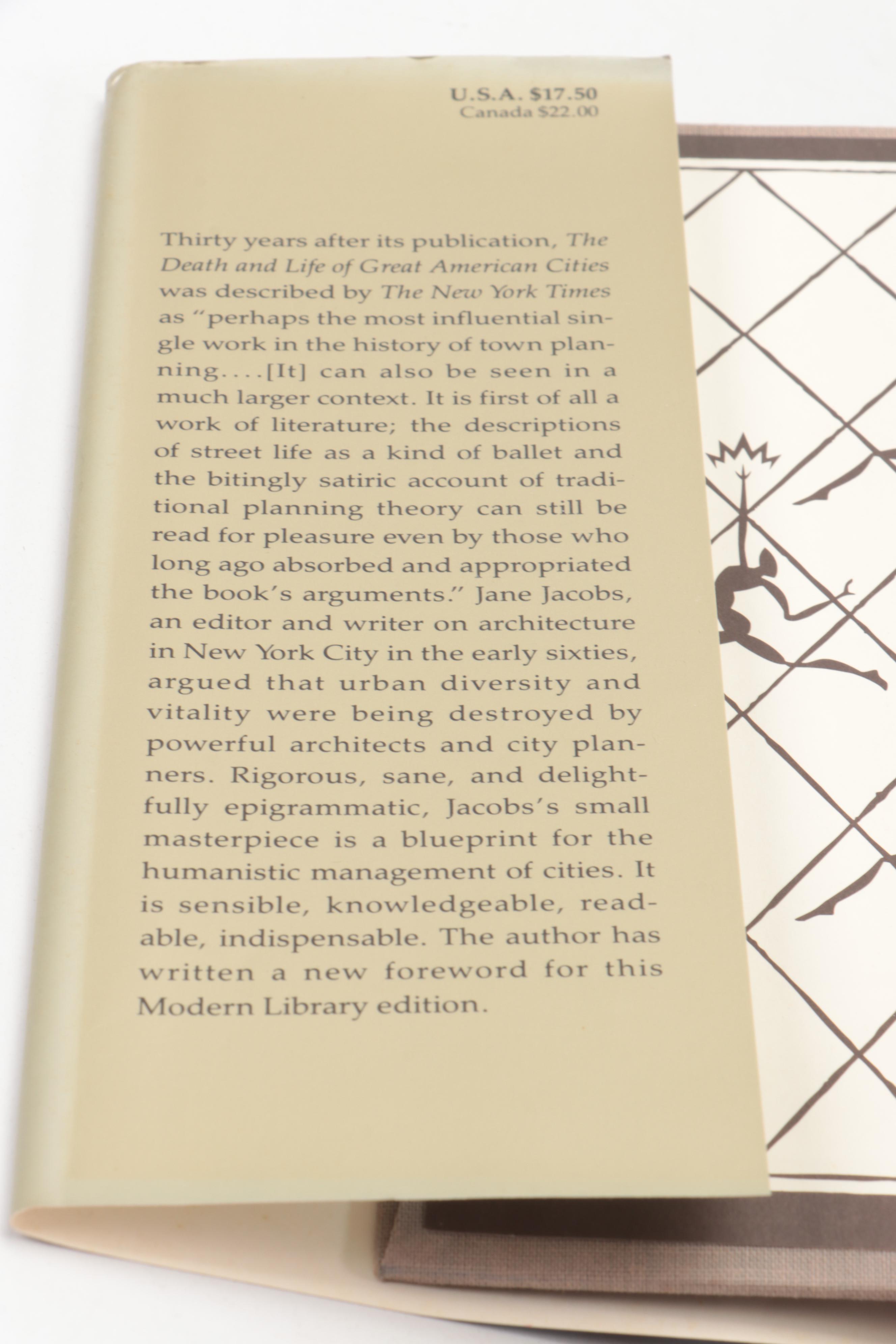 Signed "The Death and Life of Great American Cities" by Jane Jacobs, 1993