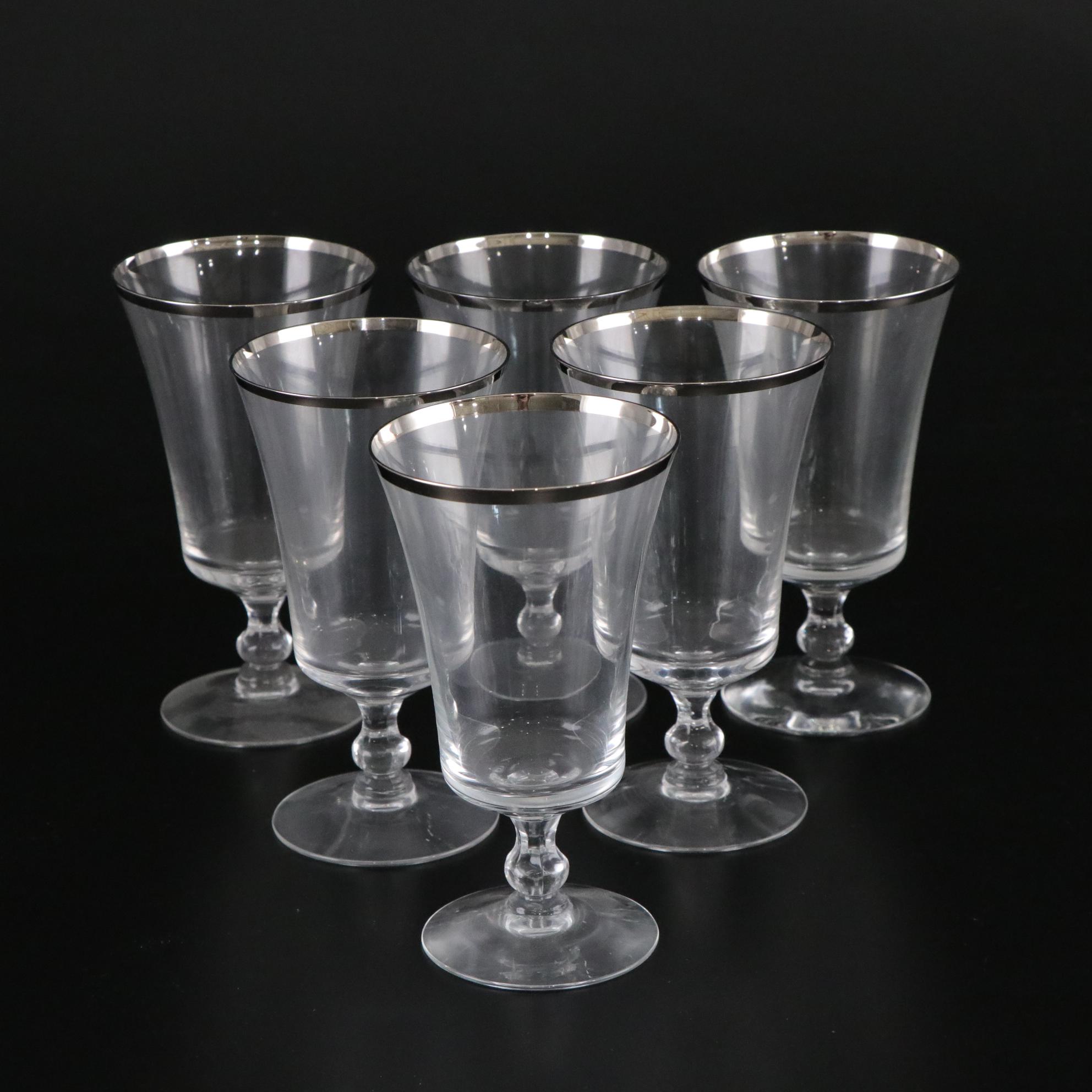 Fostoria "Sheffield" Platinum Rimmed Champagne Coupes, Iced Tea & More Stemware