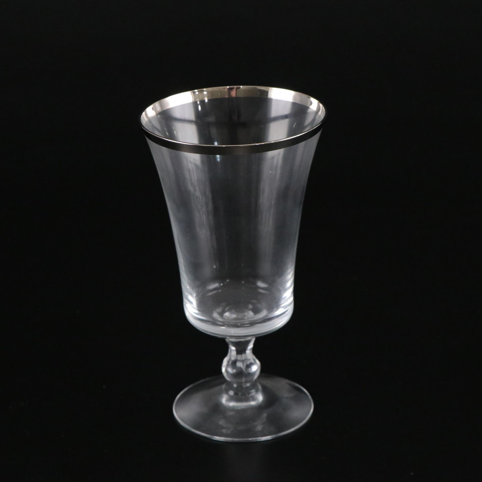 Fostoria "Sheffield" Platinum Rimmed Champagne Coupes, Iced Tea & More Stemware