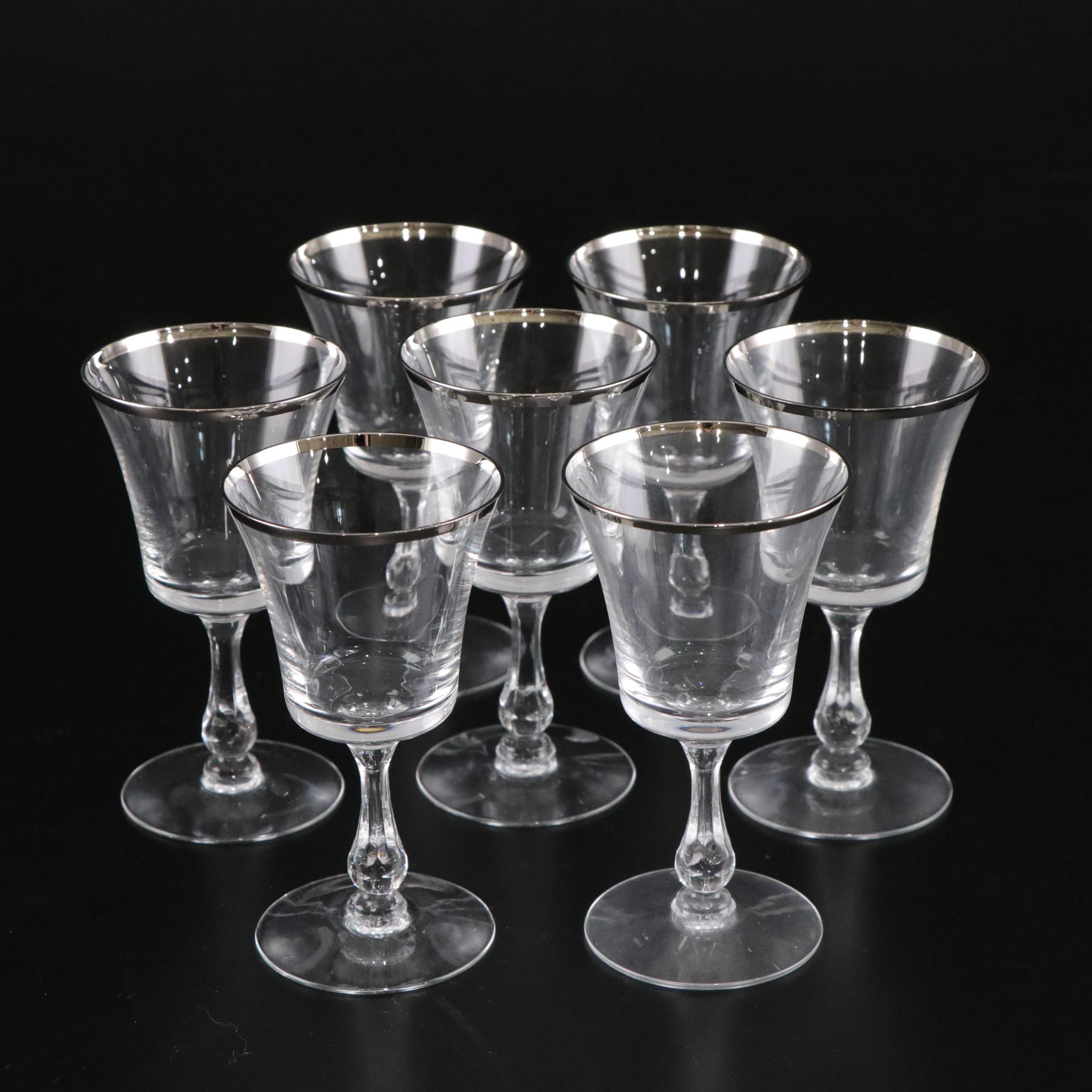 Fostoria "Sheffield" Platinum Rimmed Champagne Coupes, Iced Tea & More Stemware