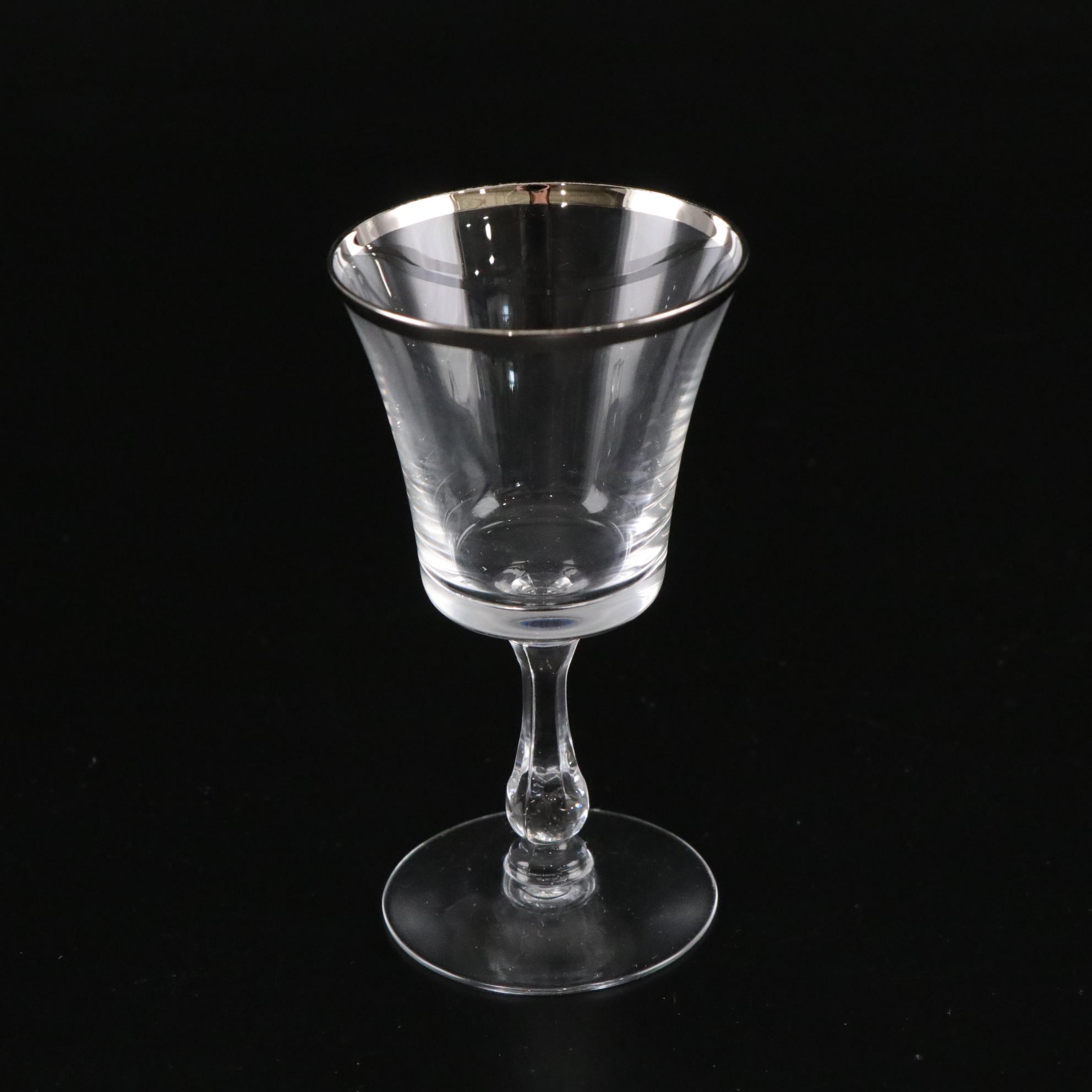 Fostoria "Sheffield" Platinum Rimmed Champagne Coupes, Iced Tea & More Stemware