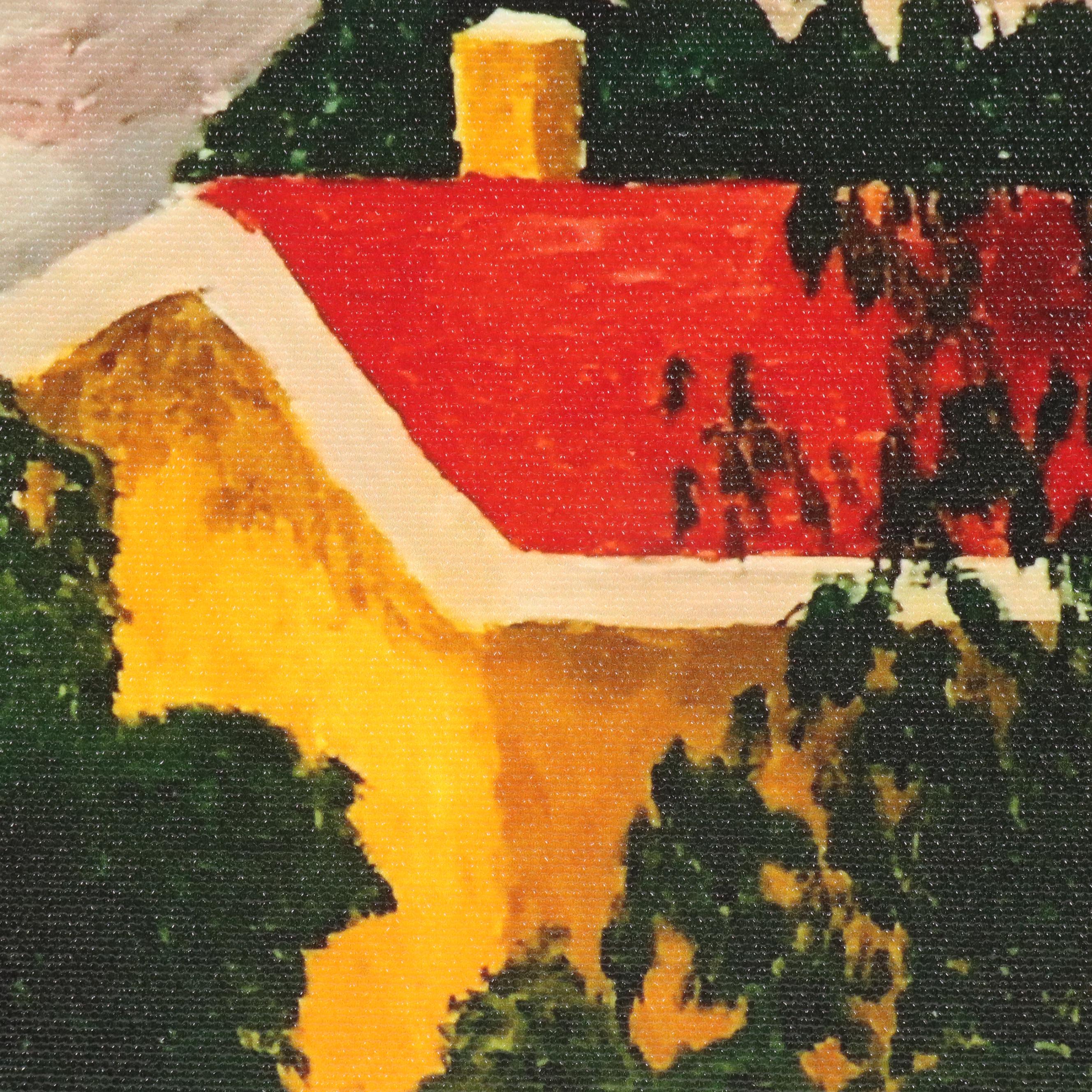 M.C. Abushar Landscape Giclée on Canvas of House Seen Through Trees