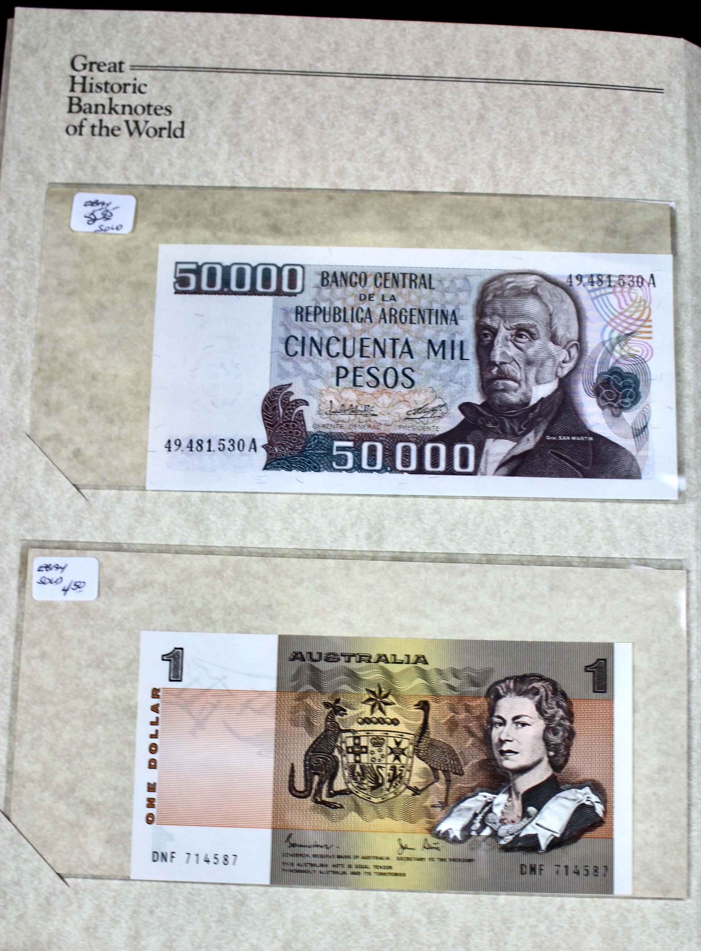 "Great Historic Banknotes of the World" Currency Collection
