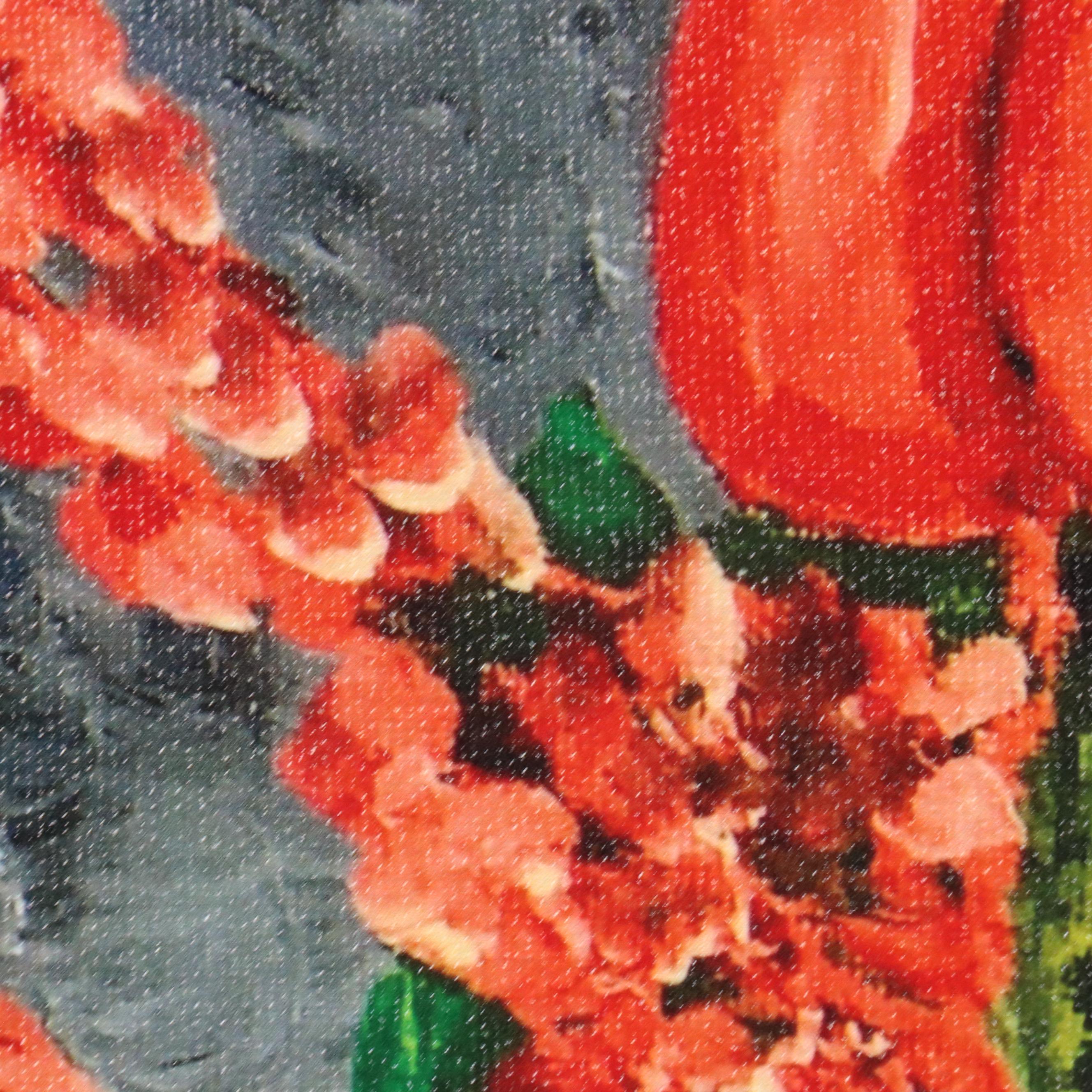 M.C. Abushar Still Life Giclée on Canvas of Red Bouquet in Vase