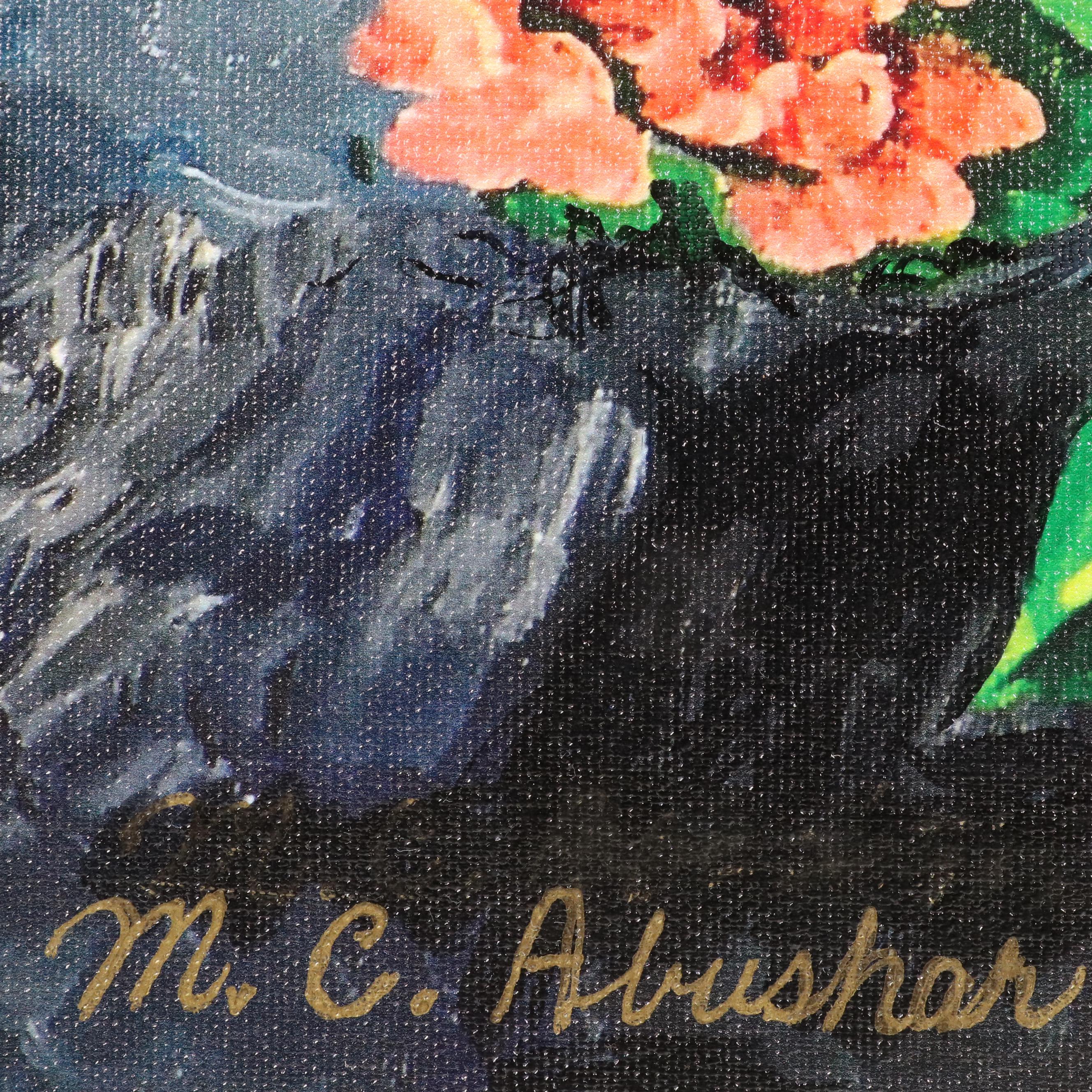 M.C. Abushar Still Life Giclée on Canvas of Red Bouquet in Vase