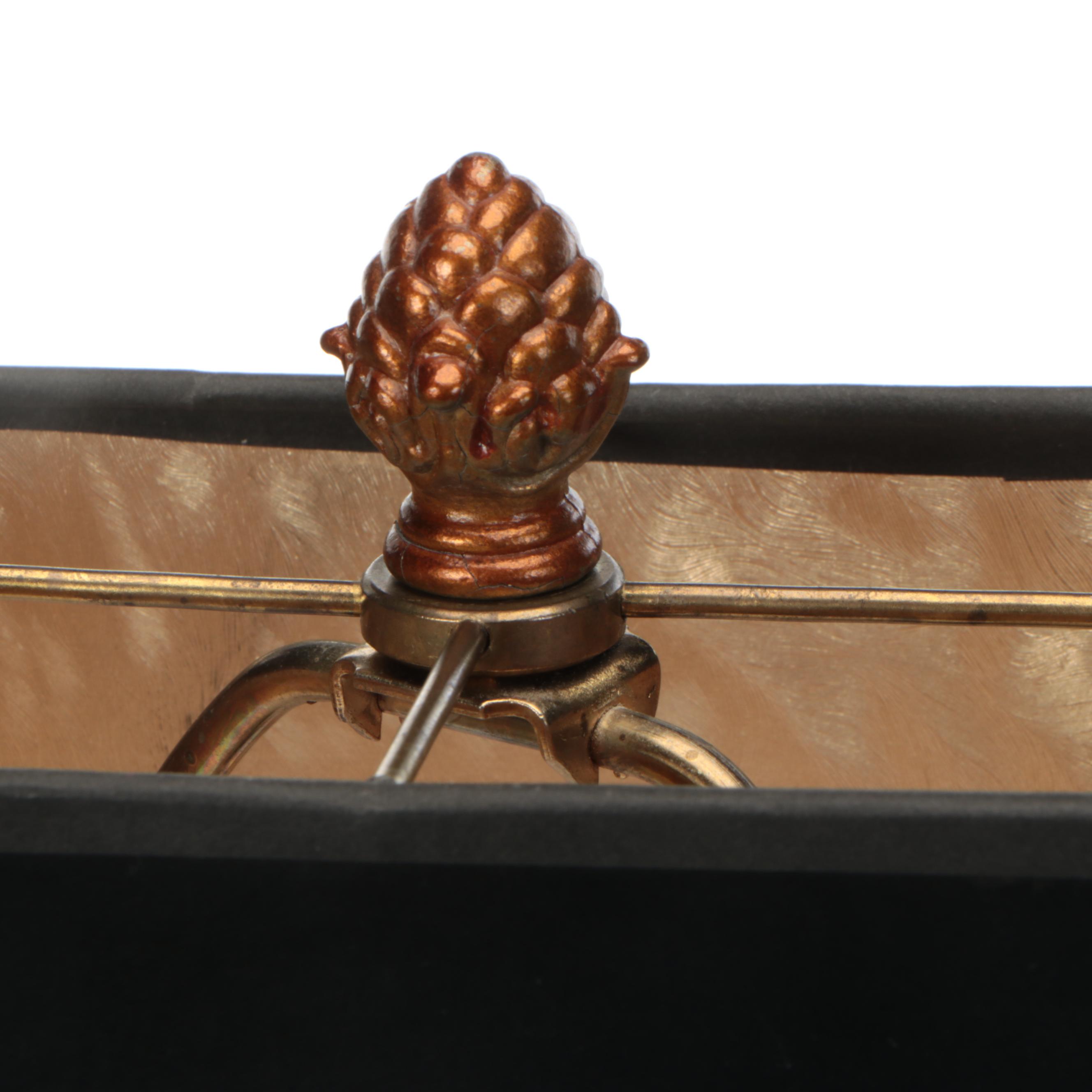 Pair of Lampcrafters Gilt Mute Swan Table Lamps with Black Paper Shades