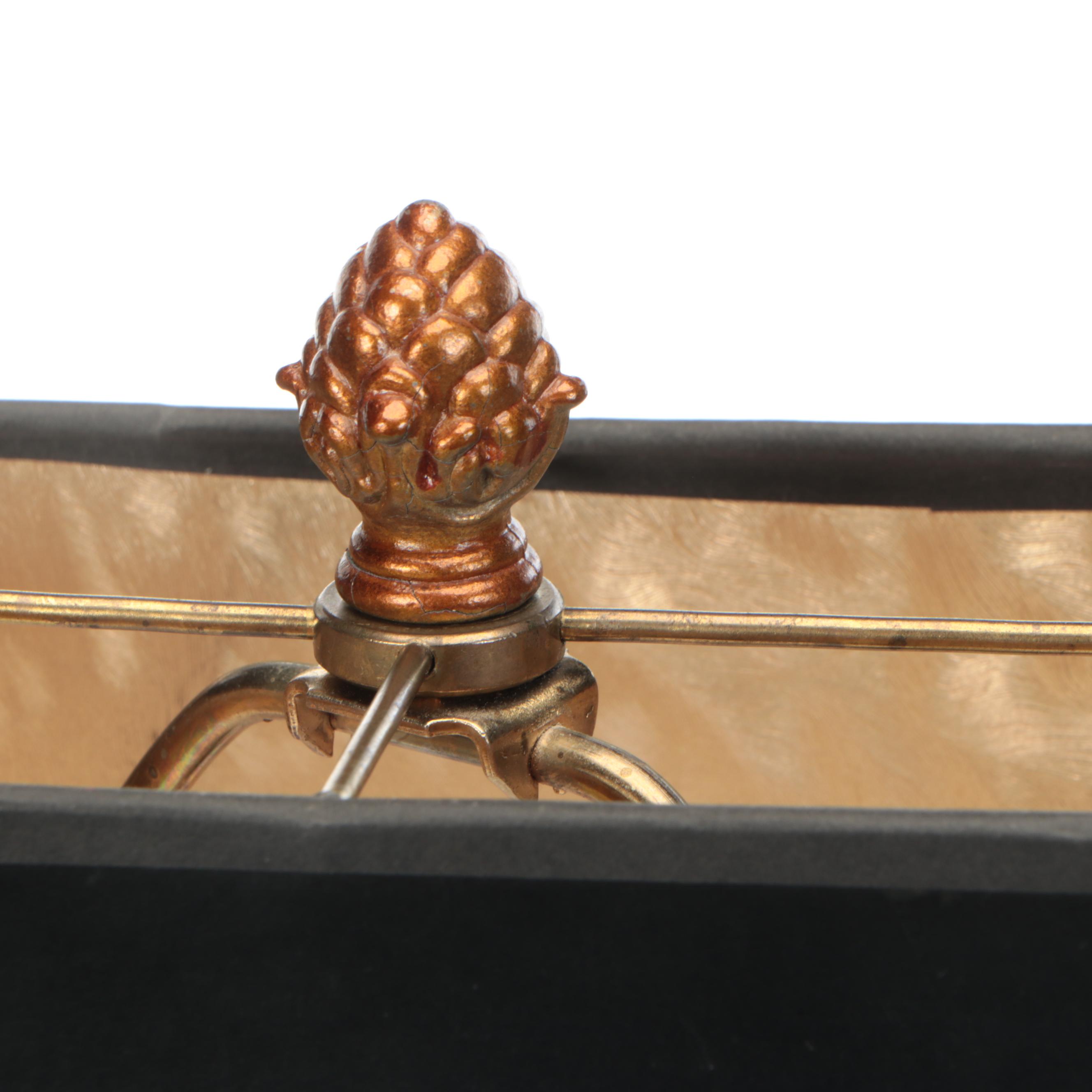 Pair of Lampcrafters Gilt Mute Swan Table Lamps with Black Paper Shades