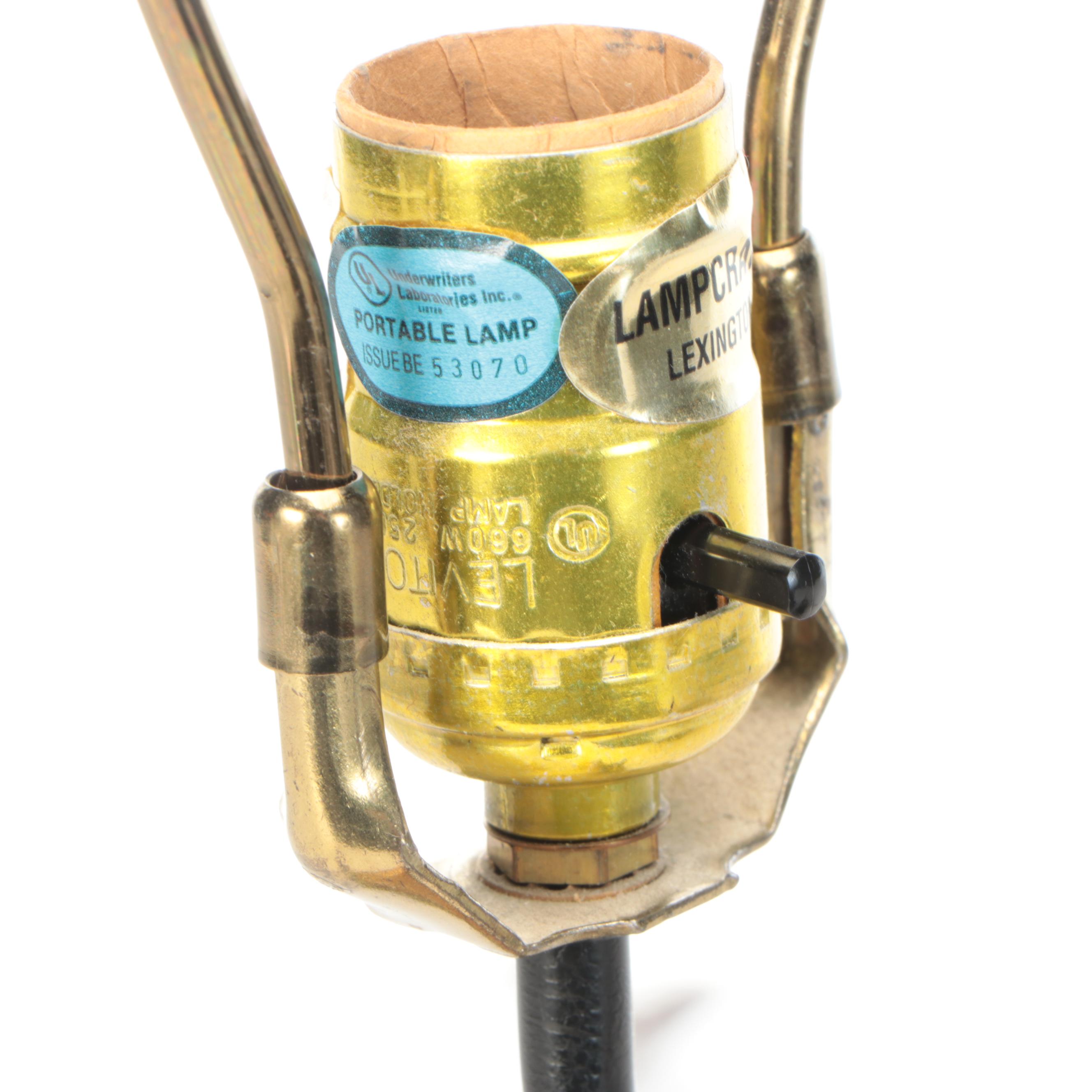 Pair of Lampcrafters Gilt Mute Swan Table Lamps with Black Paper Shades