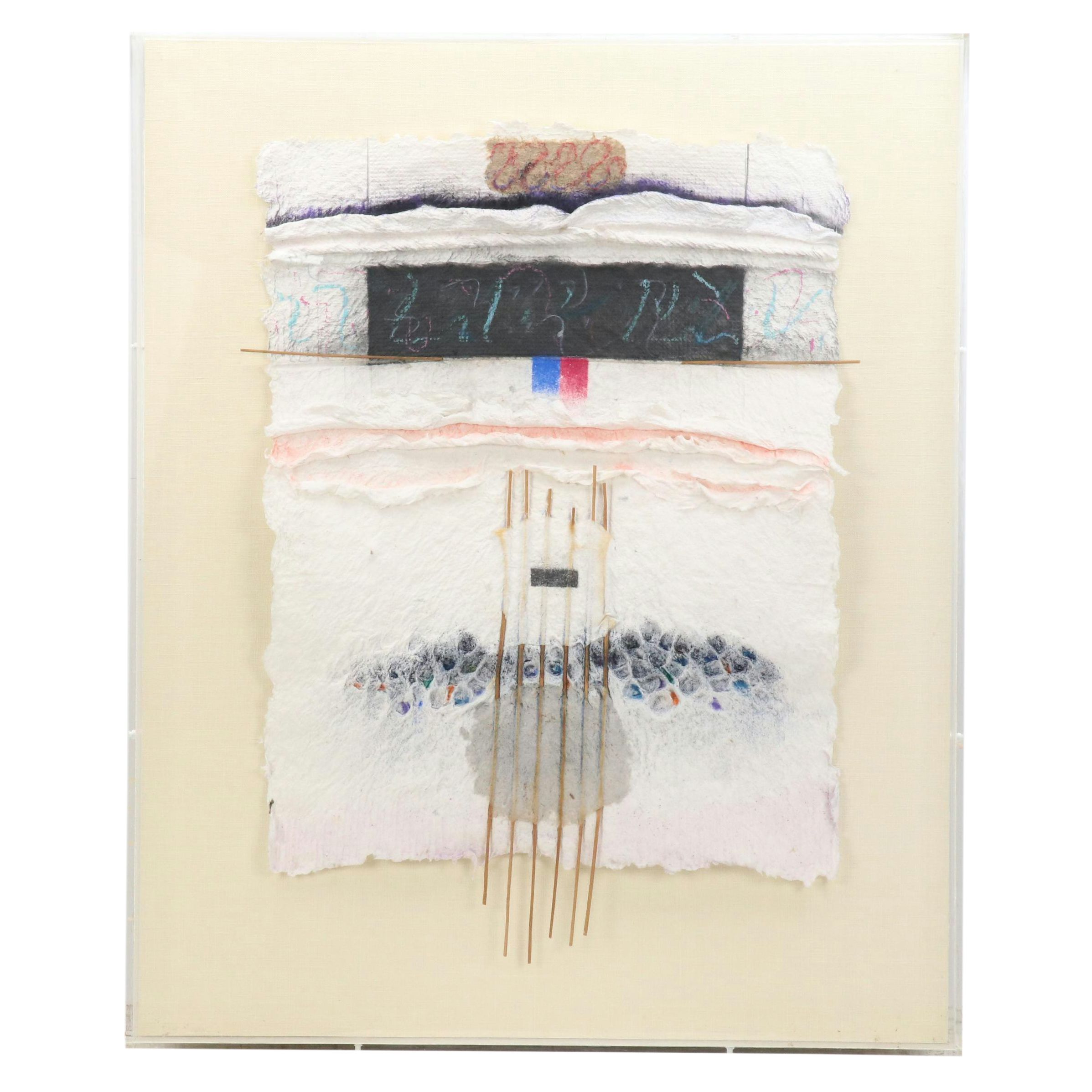 Abstract Mixed Media Pulp Painting with Wooden Dowels