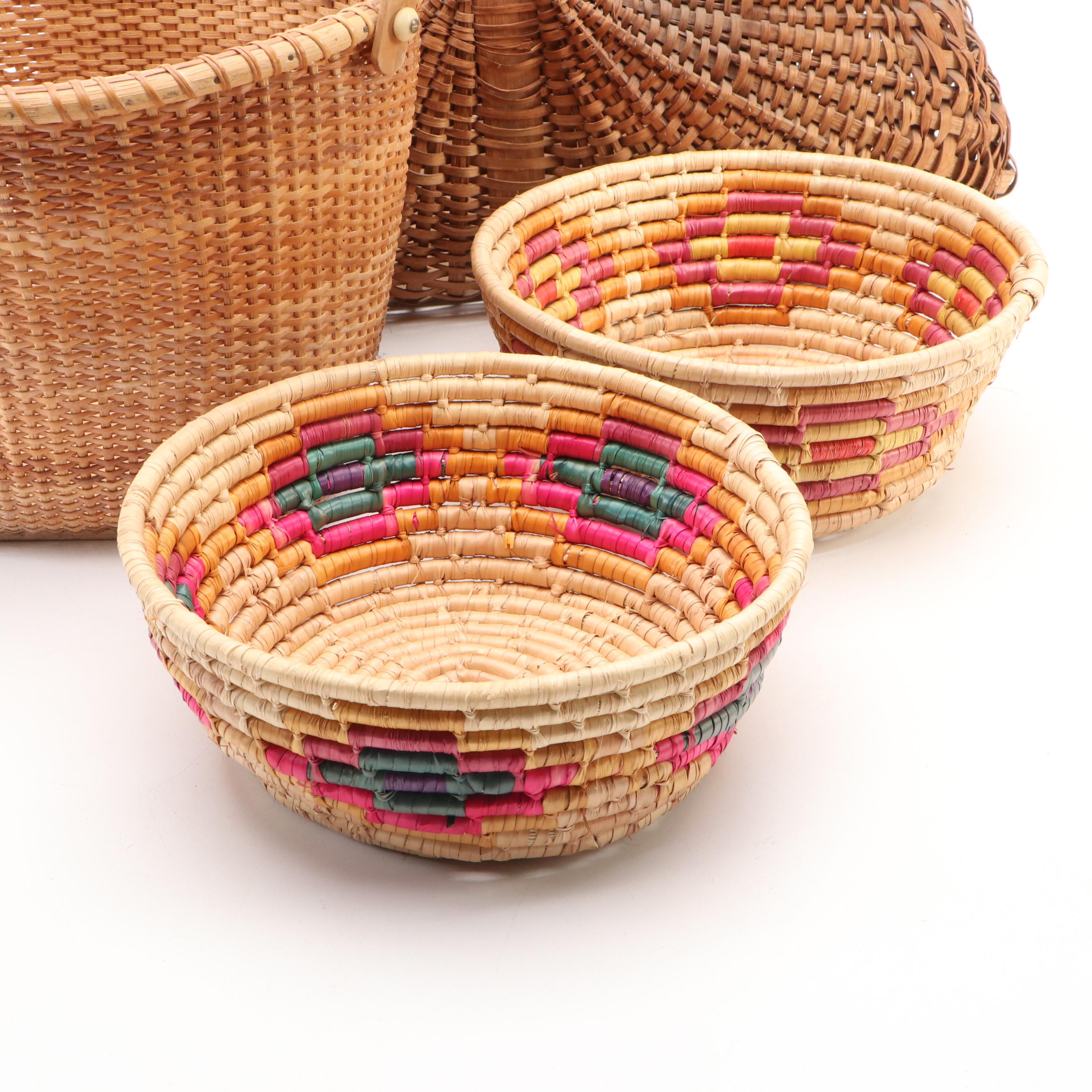 Japanese Cast Iron Chicken Incense Holder with Handmade Baskets