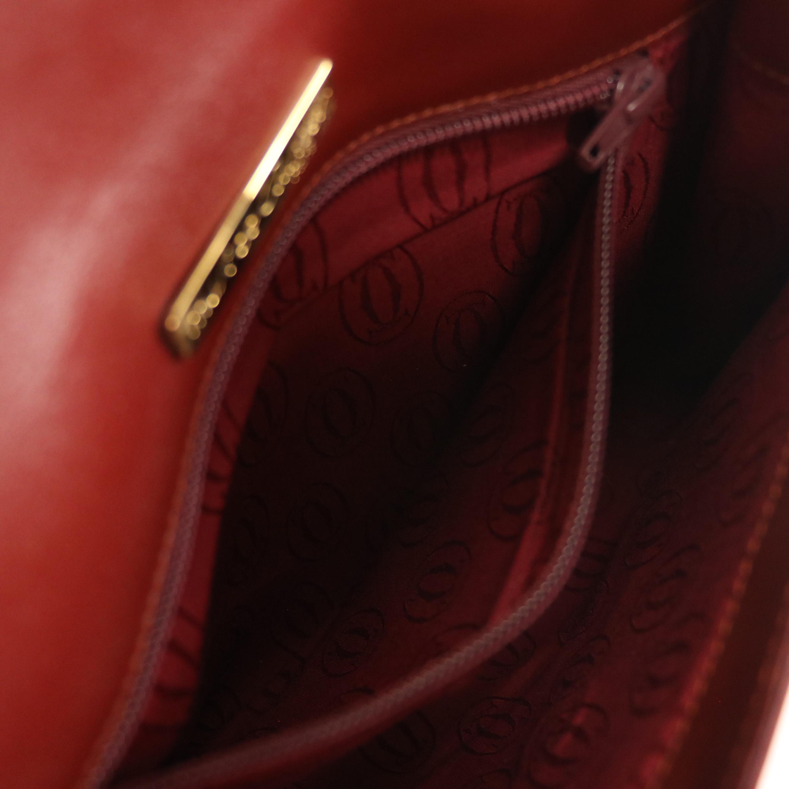 Cartier Must de Cartier Flap Clutch in Burgundy Leather