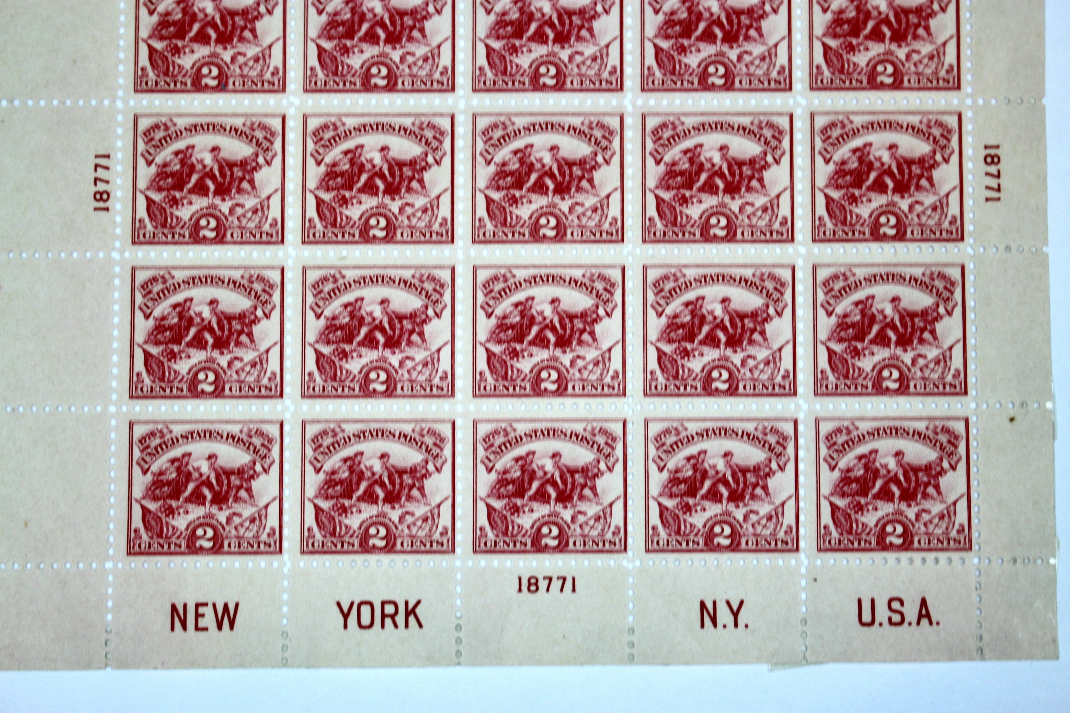 1926 White Plains Souvenir Postage Stamp Sheet, MH